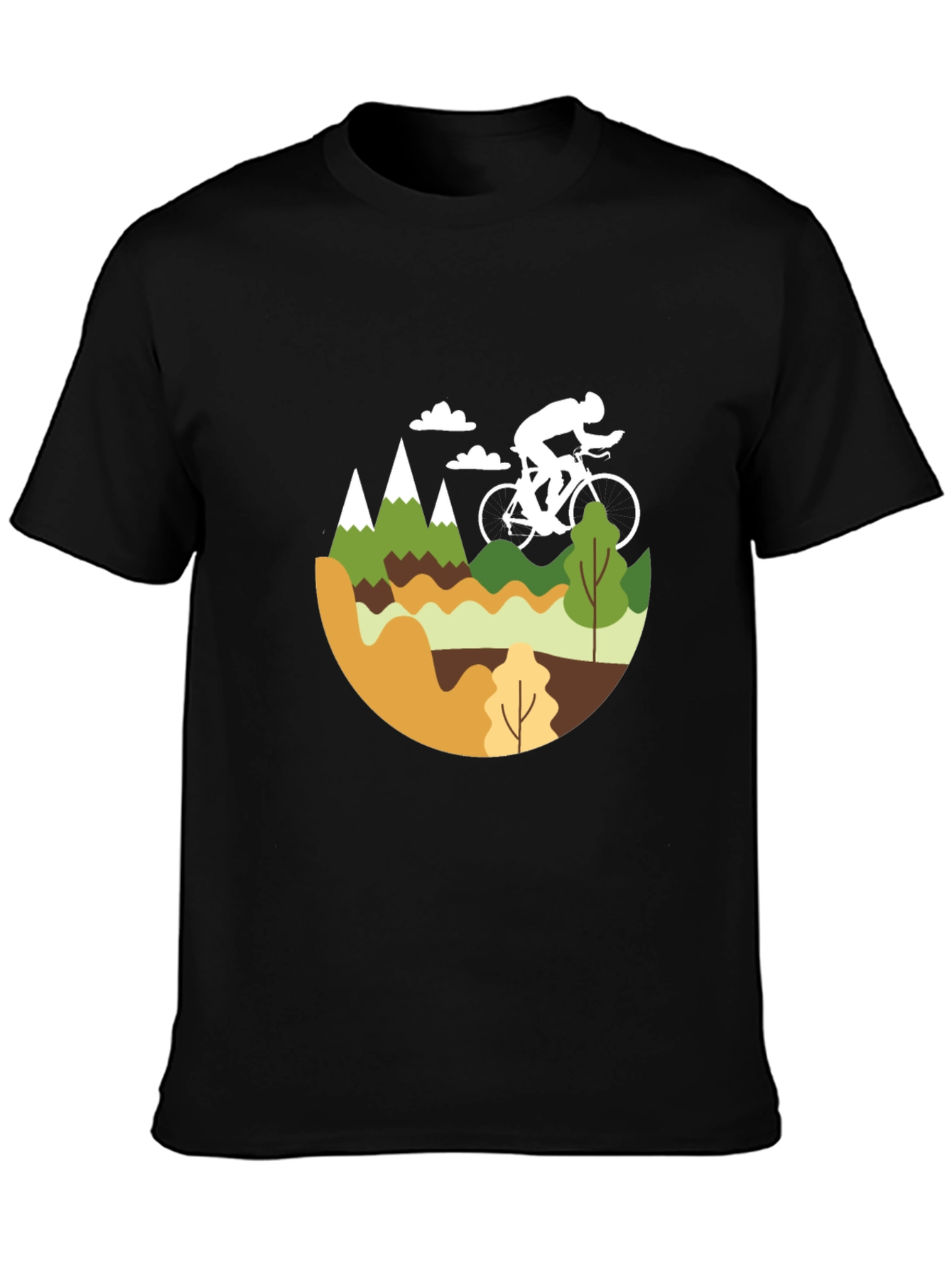 Mountain Biking Graphic Tee - Black Cotton Blend