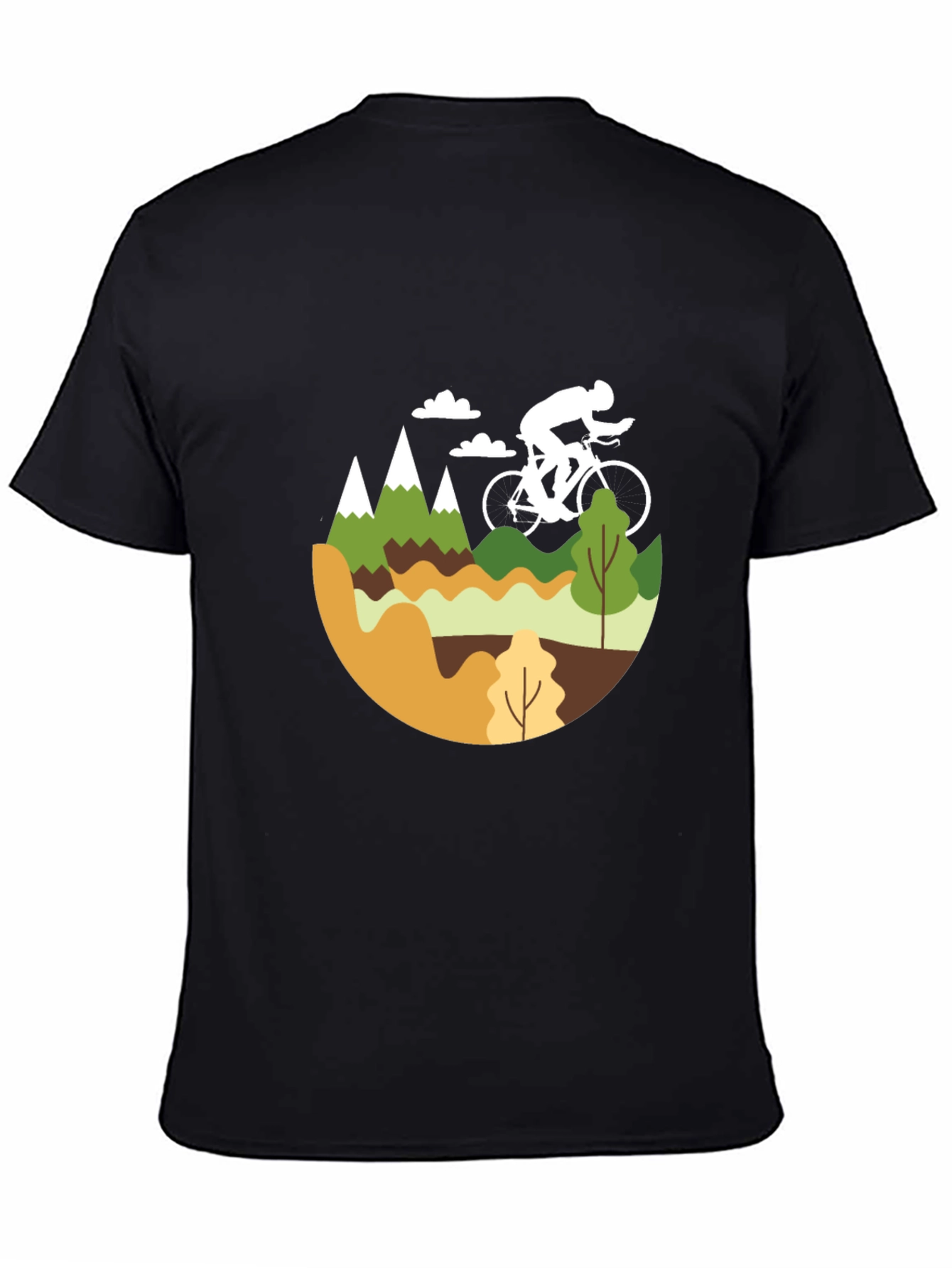 Mountain Biking Graphic Tee - Black Cotton Blend