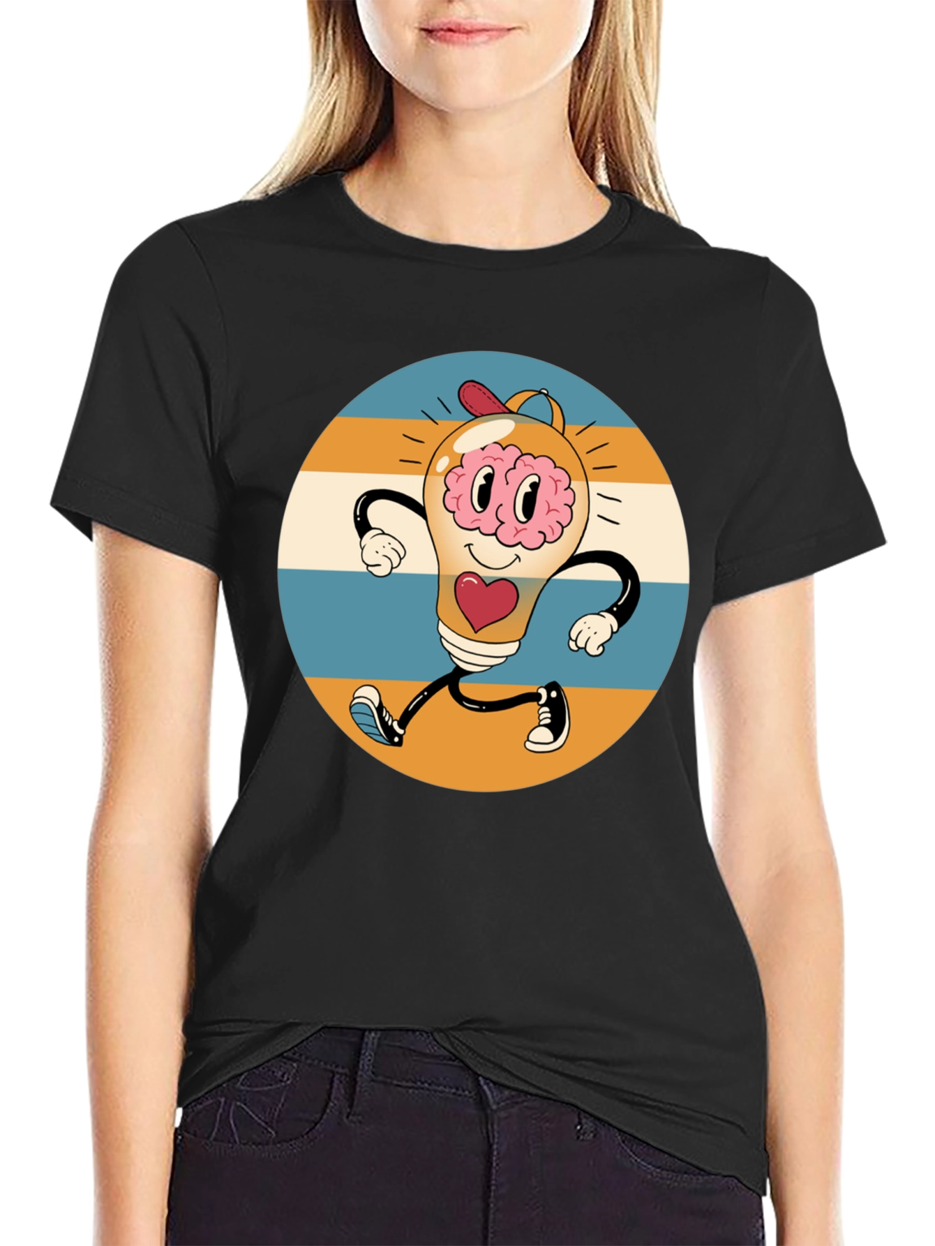 Retro Brain Power T-Shirt - Graphic Print Tee
