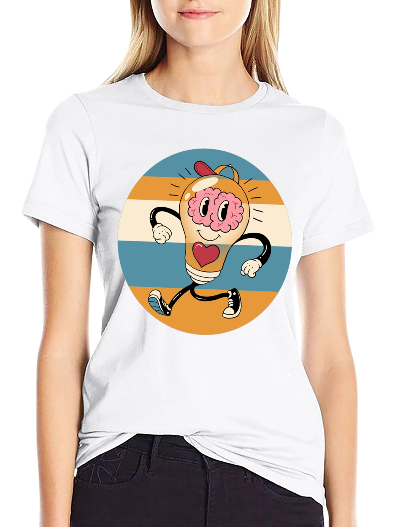 Retro Brain Power T-Shirt - Graphic Print Tee