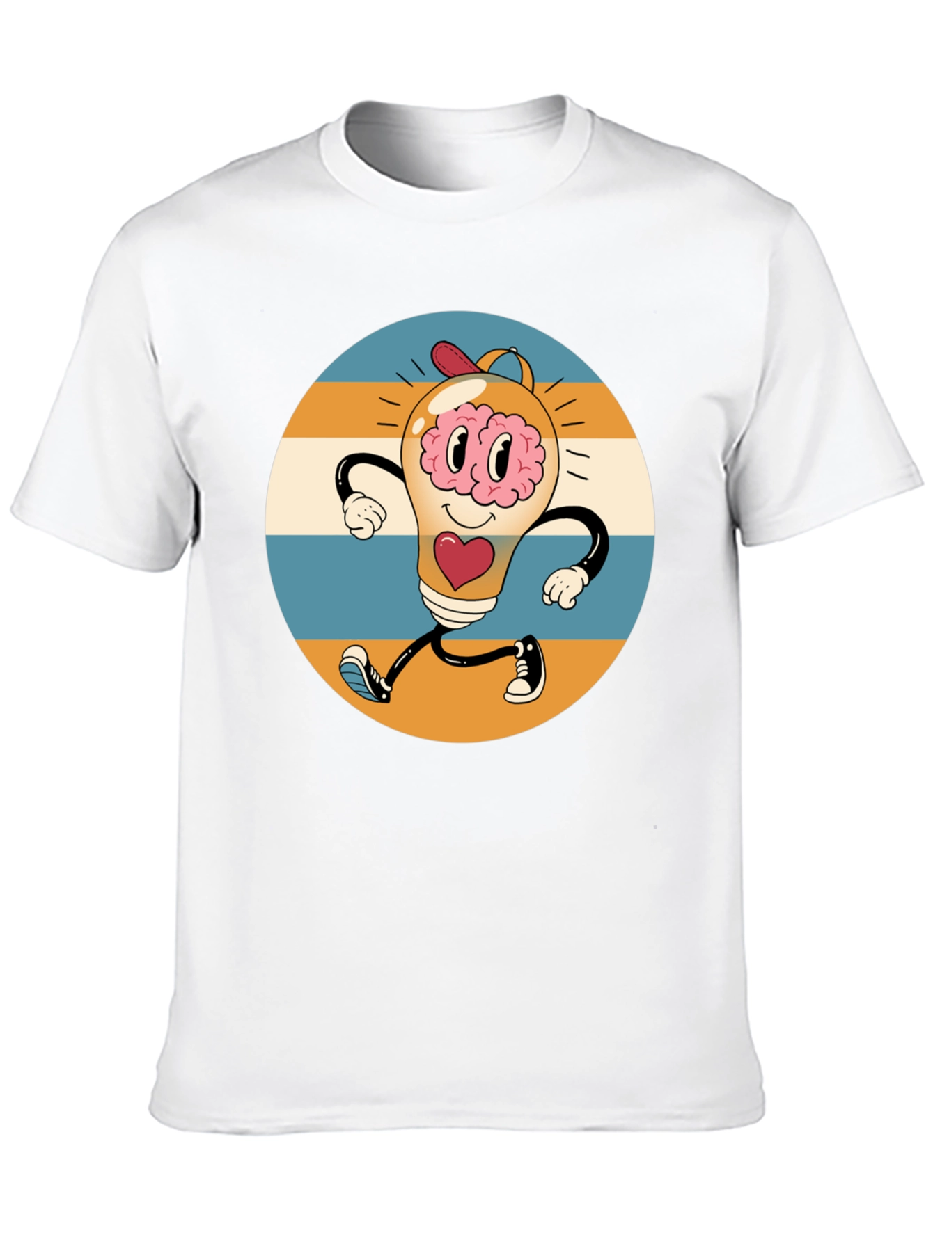 Retro Brain Power T-Shirt - Graphic Print Tee