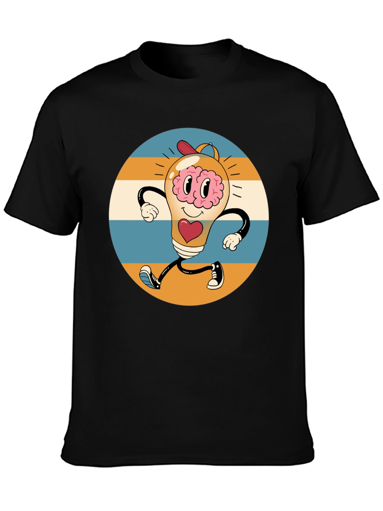 Retro Brain Power T-Shirt - Graphic Print Tee
