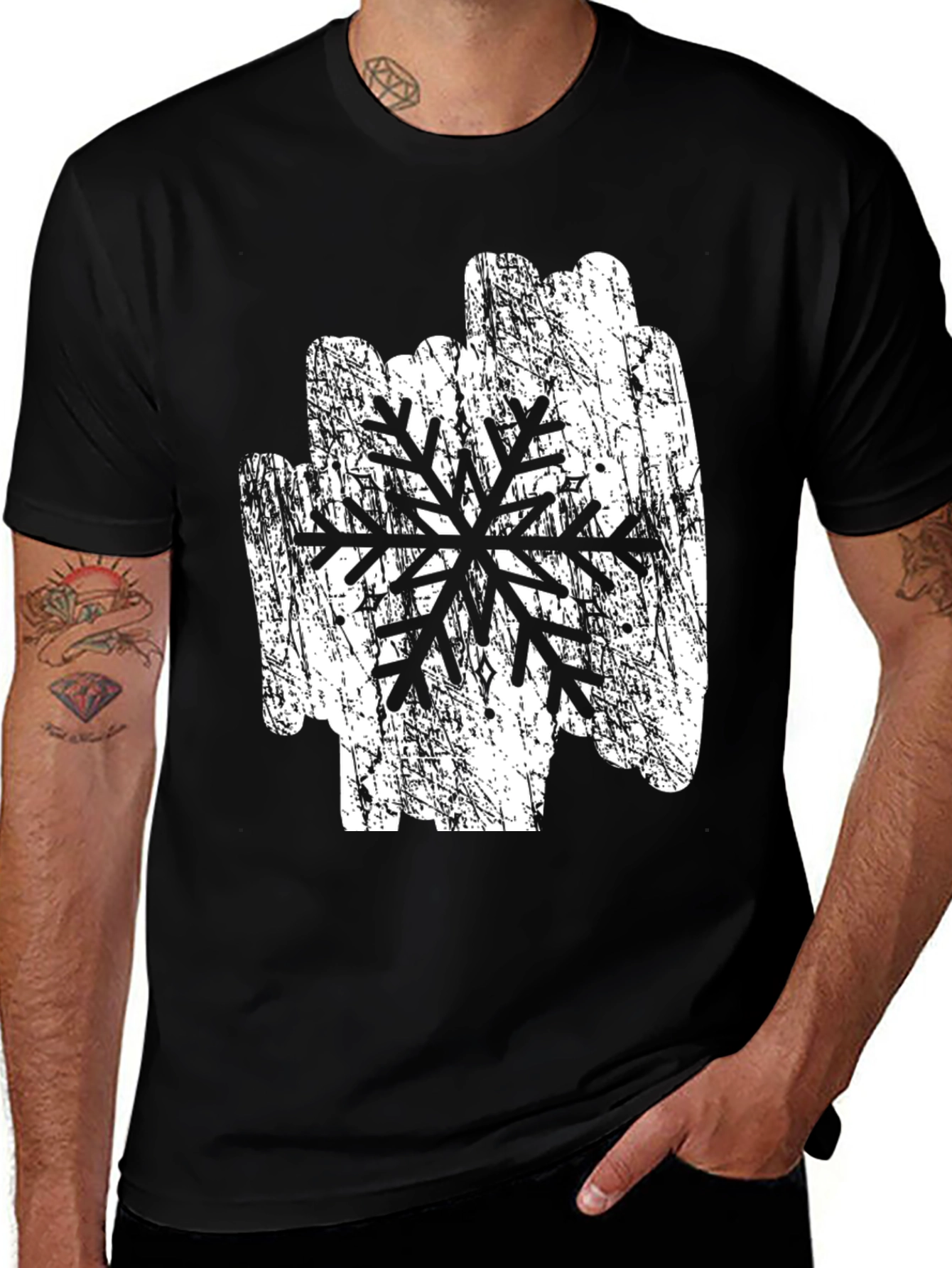 Snowflake Graphic T-Shirt - Black