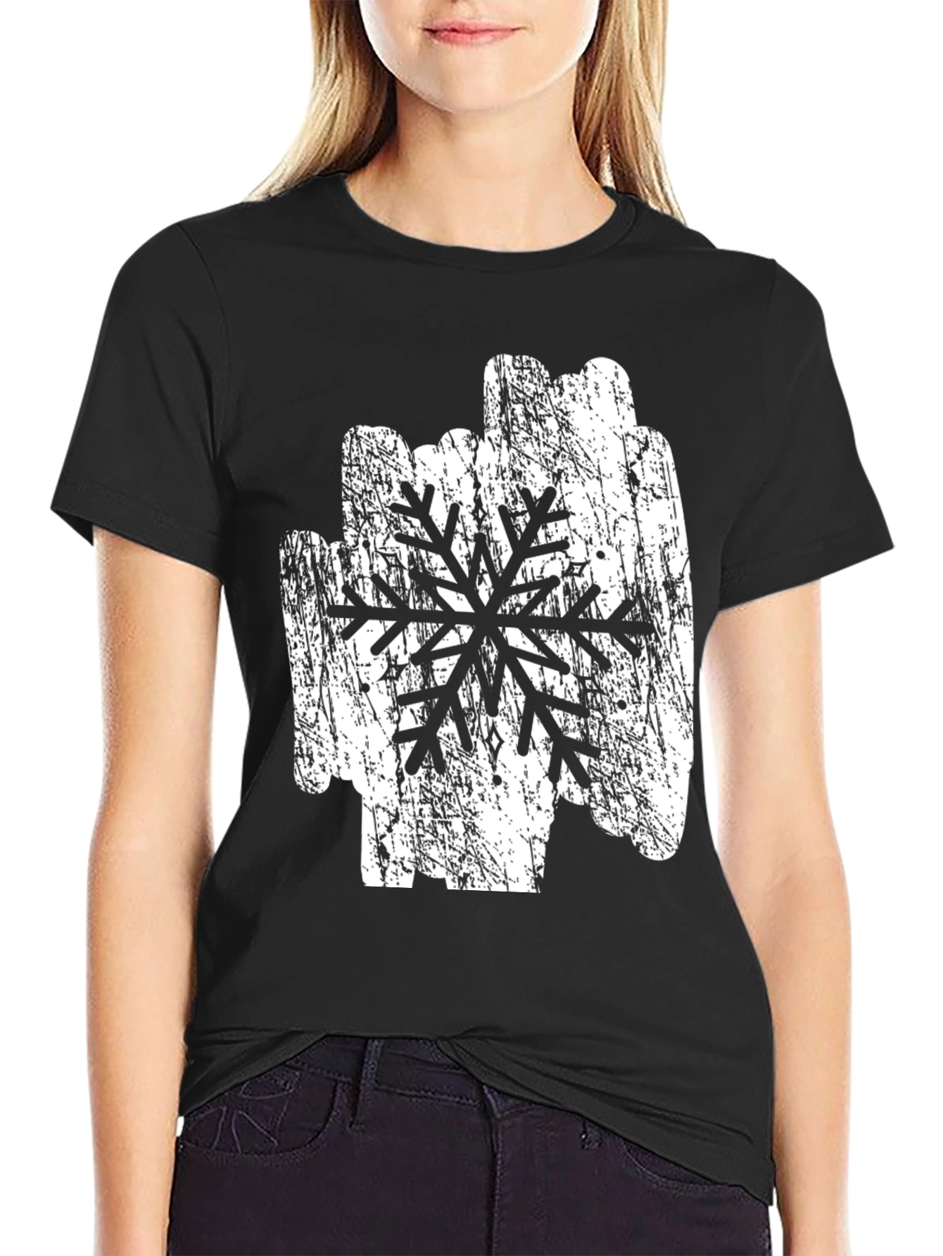 Snowflake Graphic T-Shirt - Black