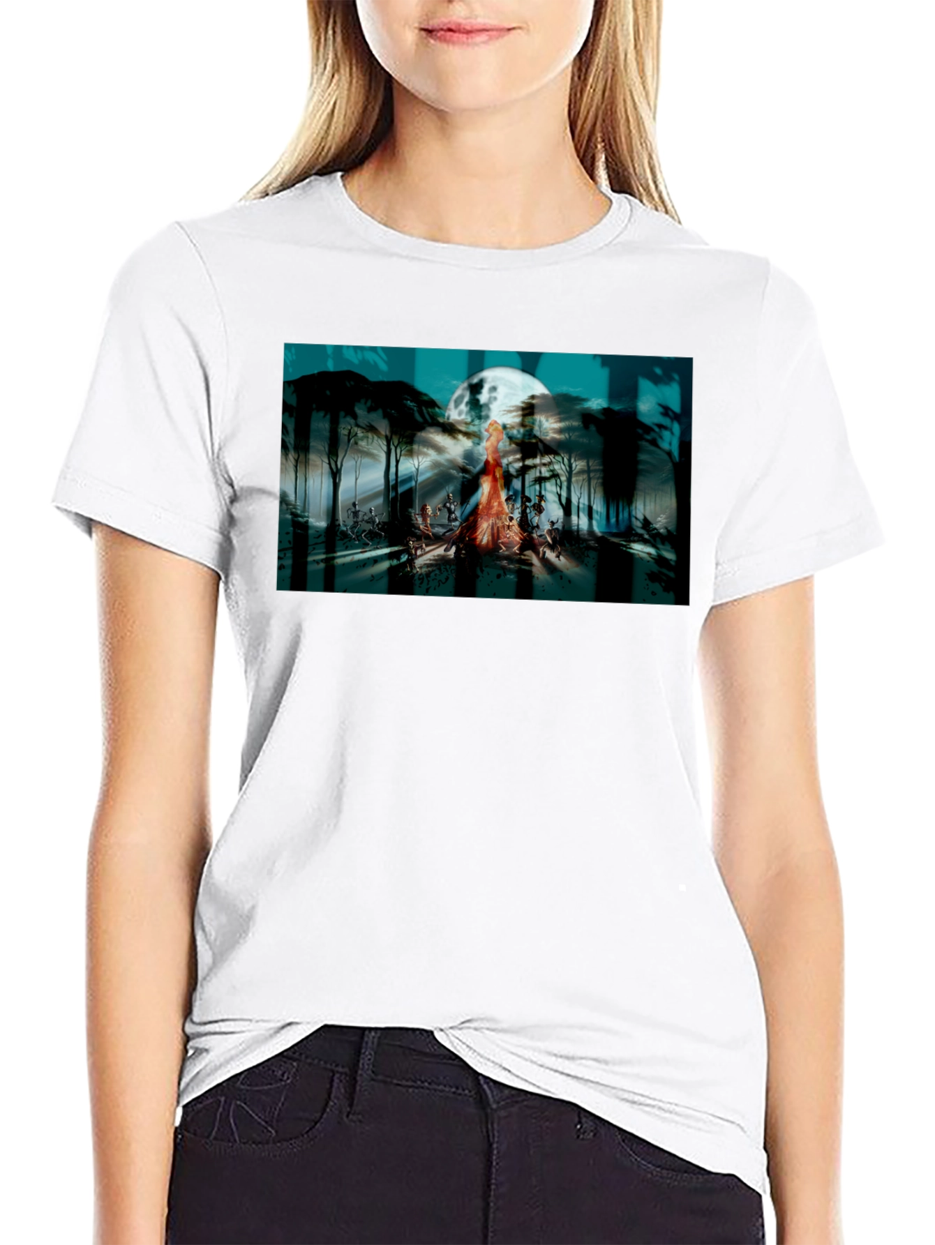 Eerie Moonlit Gathering Graphic T-Shirt