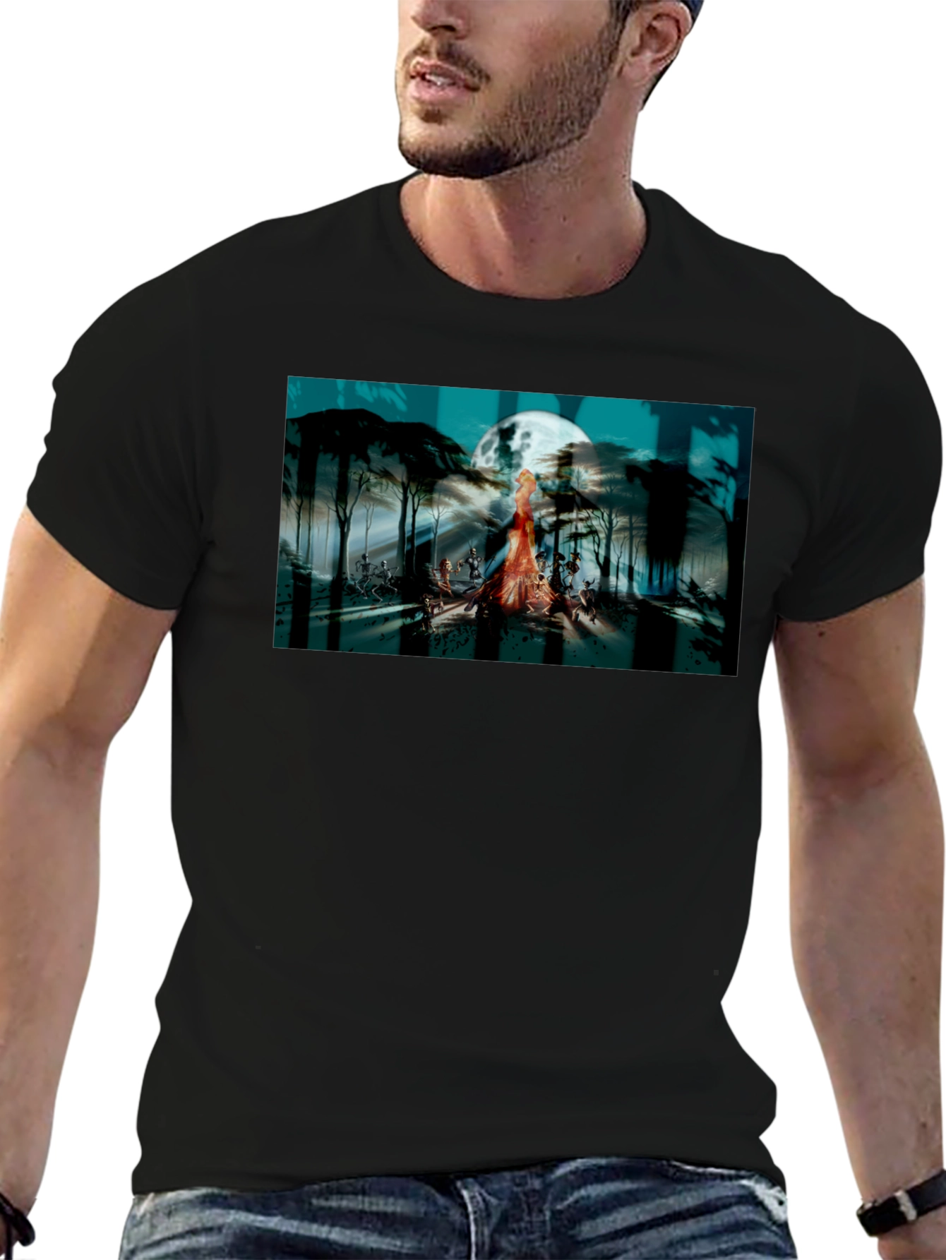 Eerie Moonlit Gathering Graphic T-Shirt