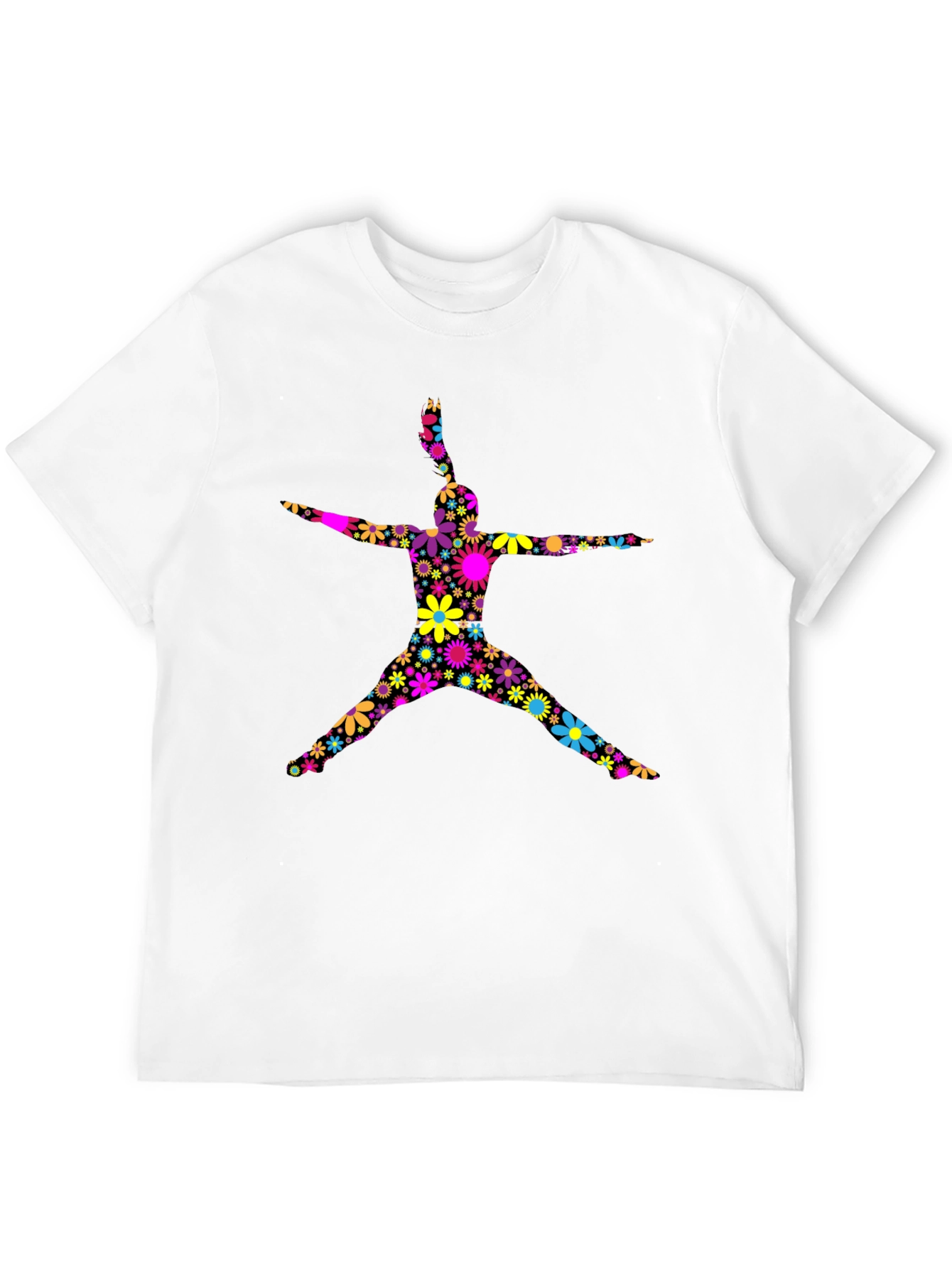 Floral Silhouette Graphic T-Shirt - Black Cotton Blend