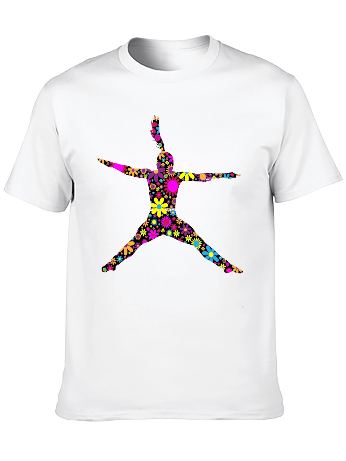 Floral Silhouette Graphic T-Shirt - Black Cotton Blend