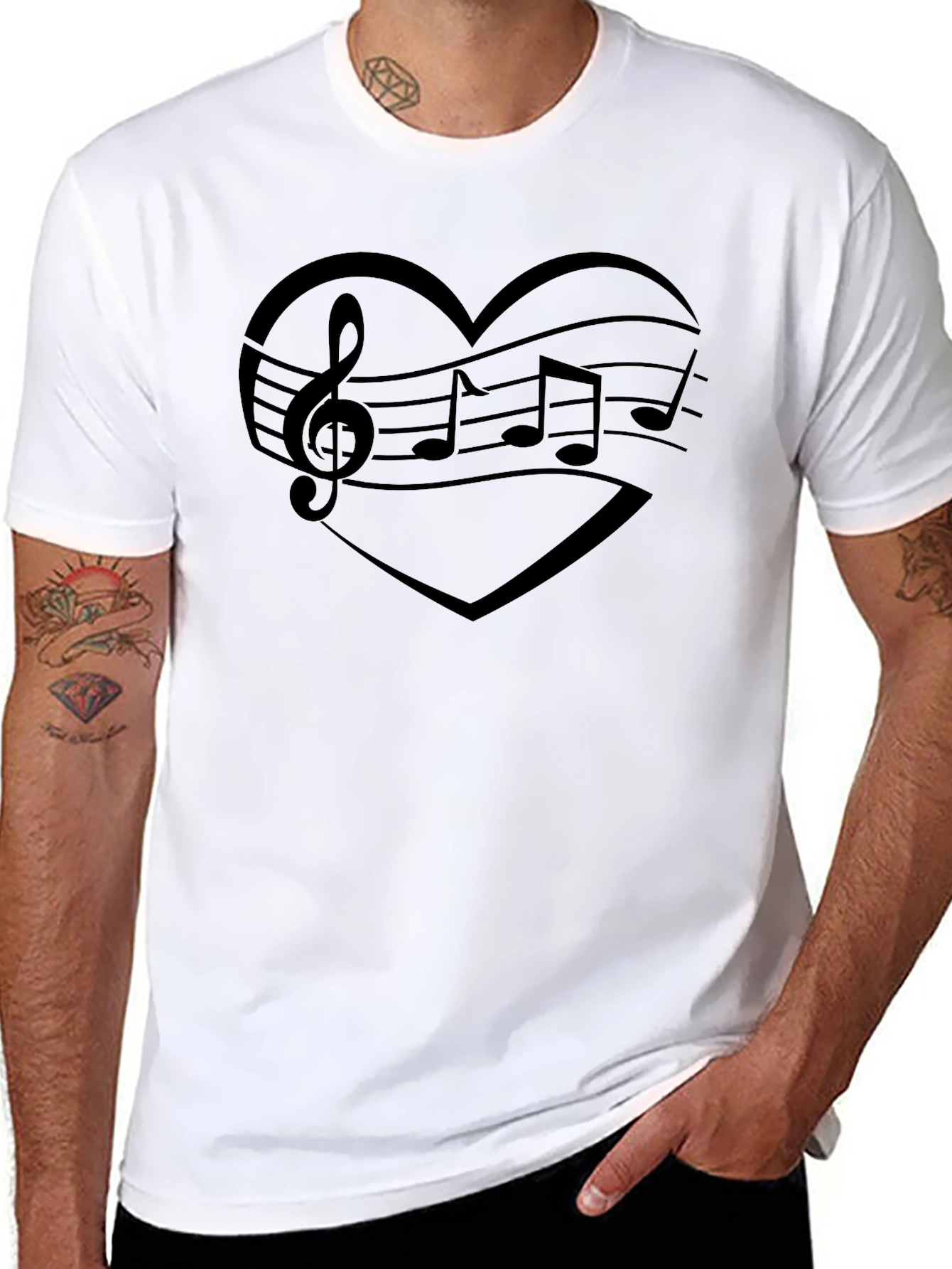 Music Heart Graphic Tee - Mens Black T-Shirt