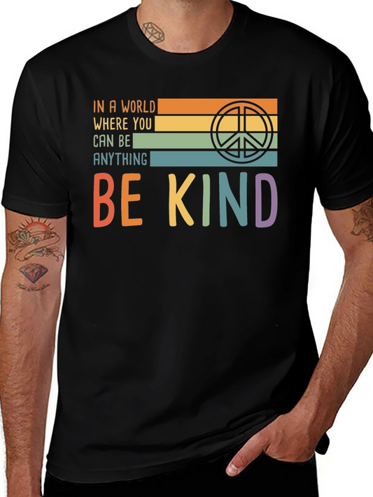 Be Kind T-Shirt with Retro Peace Symbol