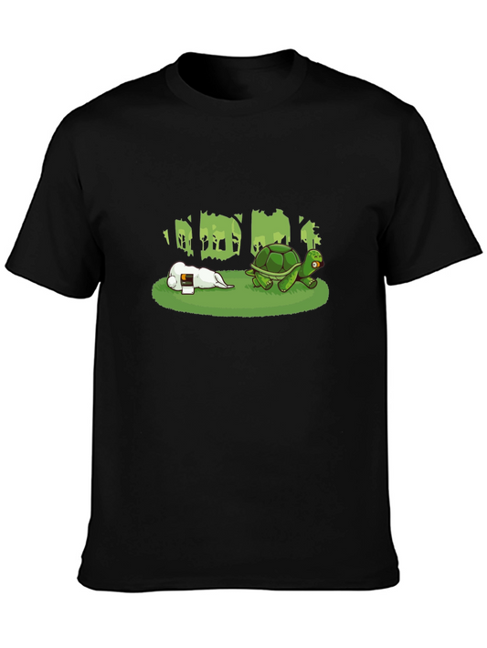 Hare & Tortoise T-Shirt - Black Cotton Blend