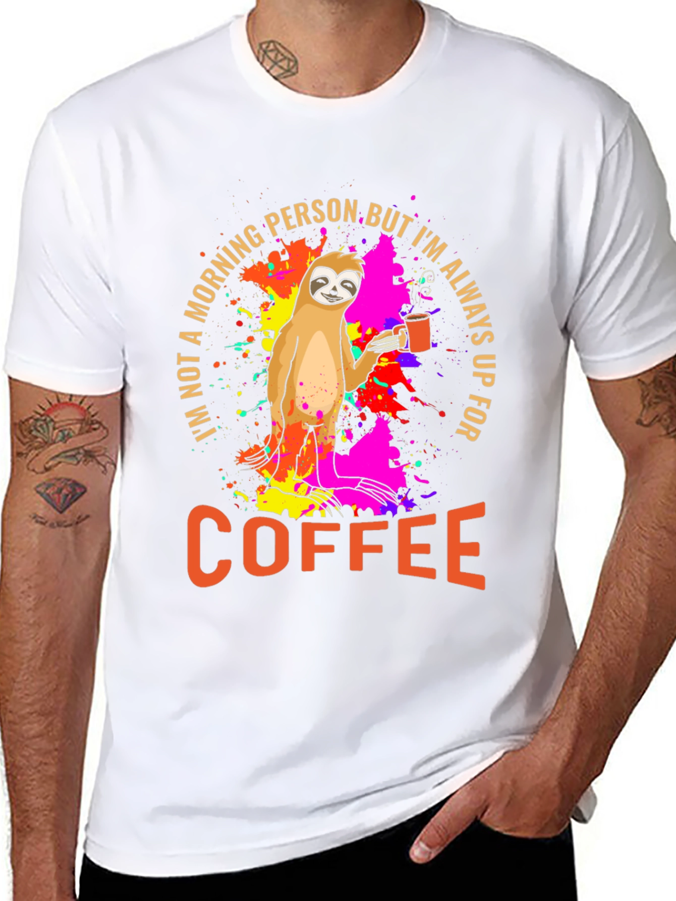 Sloth Coffee T-Shirt - Morning Person Funny Tee