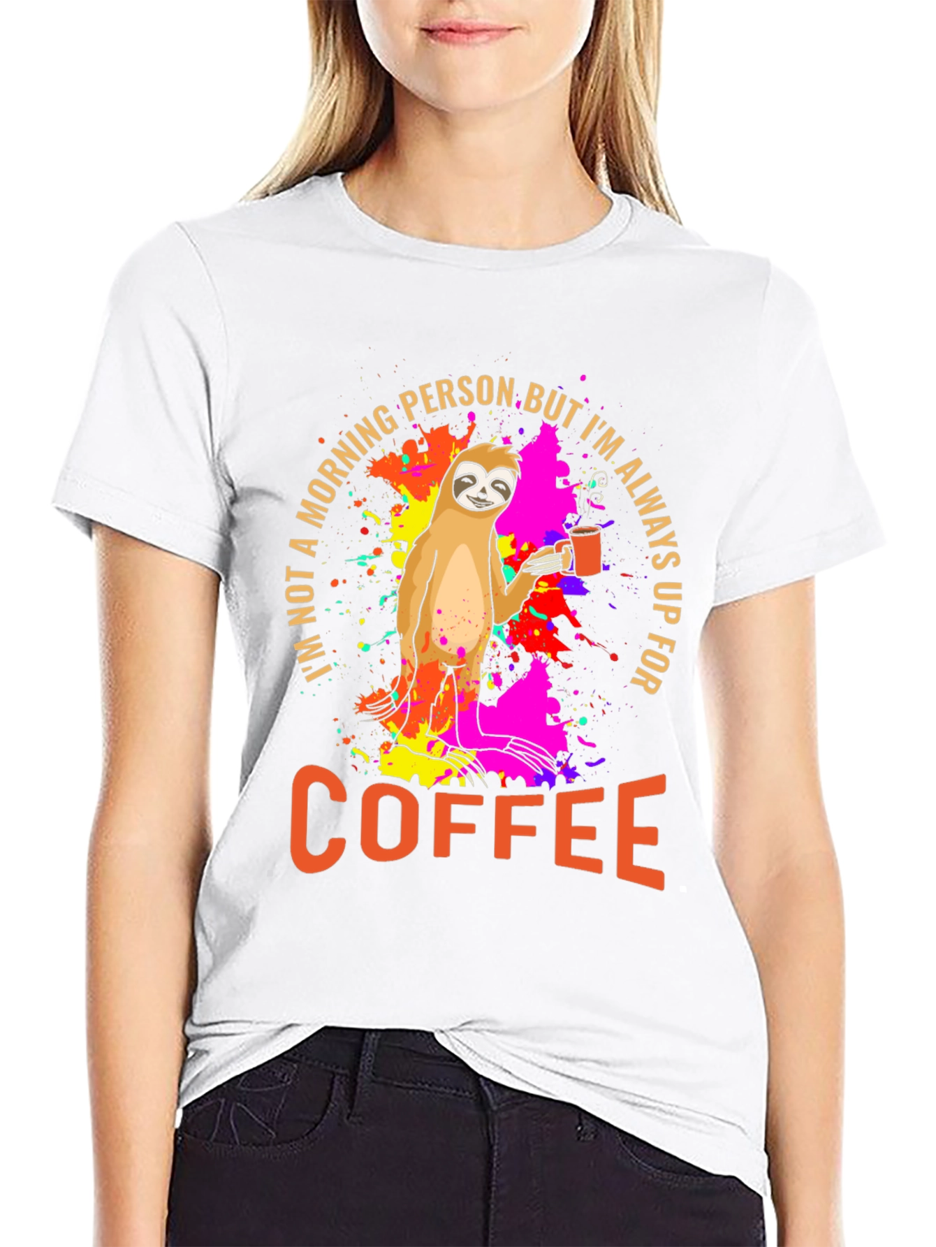 Sloth Coffee T-Shirt - Morning Person Funny Tee