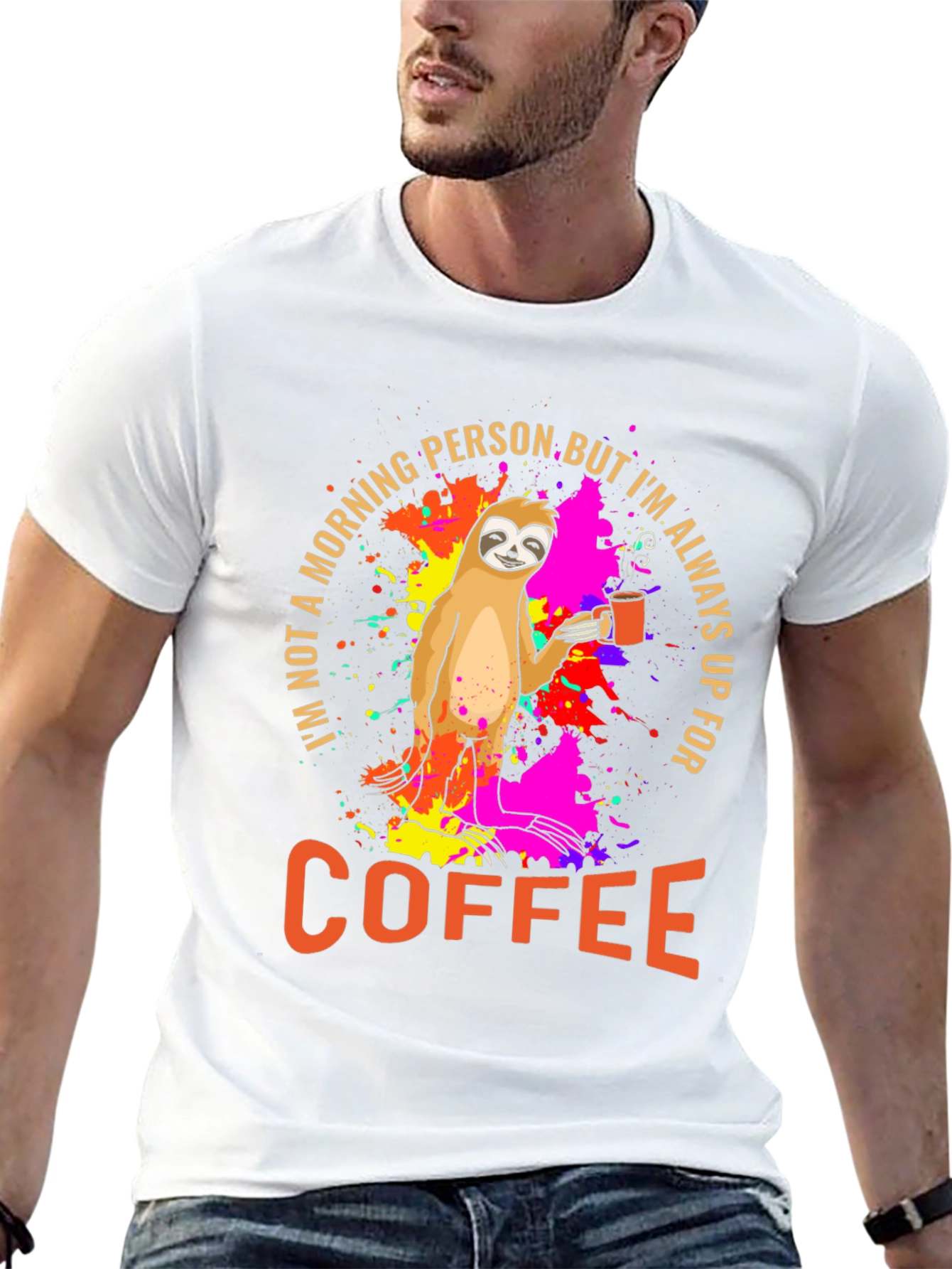 Sloth Coffee T-Shirt - Morning Person Funny Tee