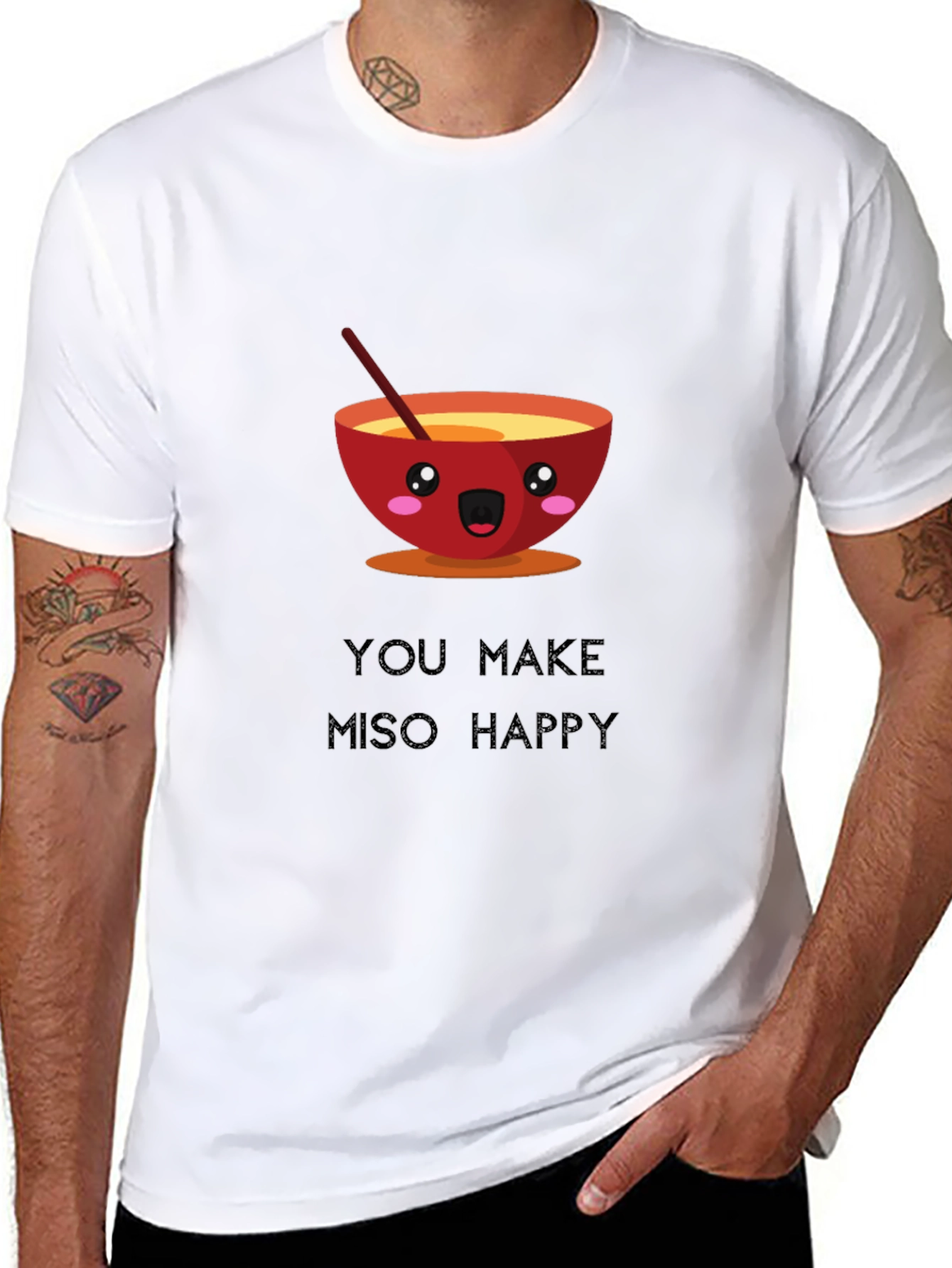 Miso Happy T-Shirt Funny Cute Ramen Bowl Graphic Tee