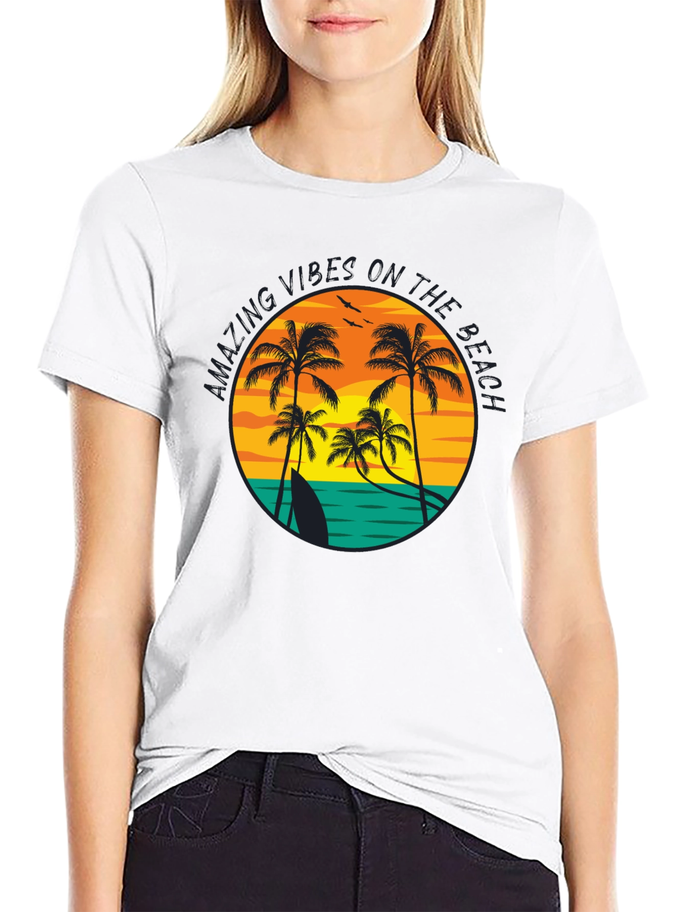 Beach Vibes Graphic T-Shirt - Tropical Palm Tree Design