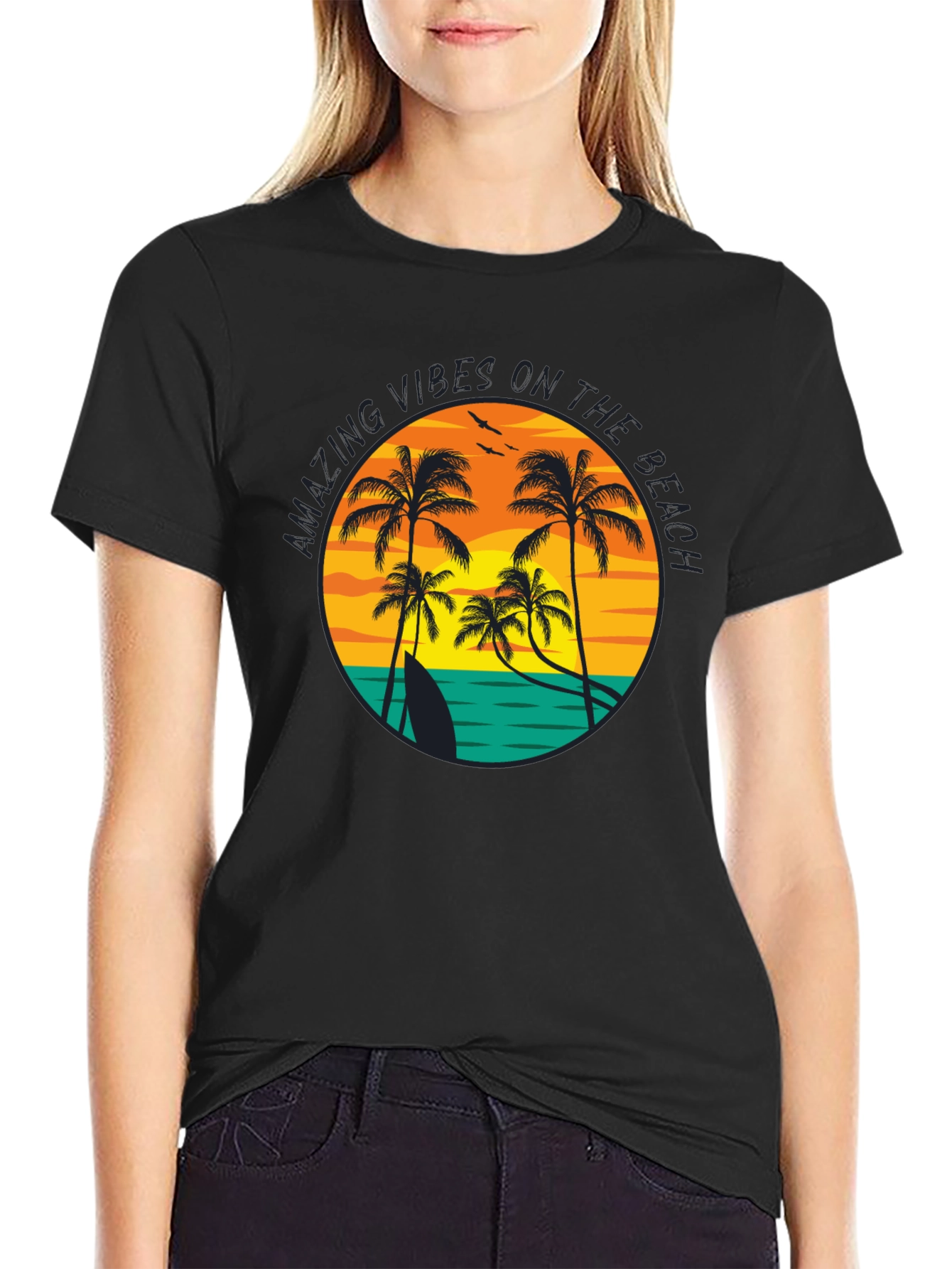 Beach Vibes Graphic T-Shirt - Tropical Palm Tree Design