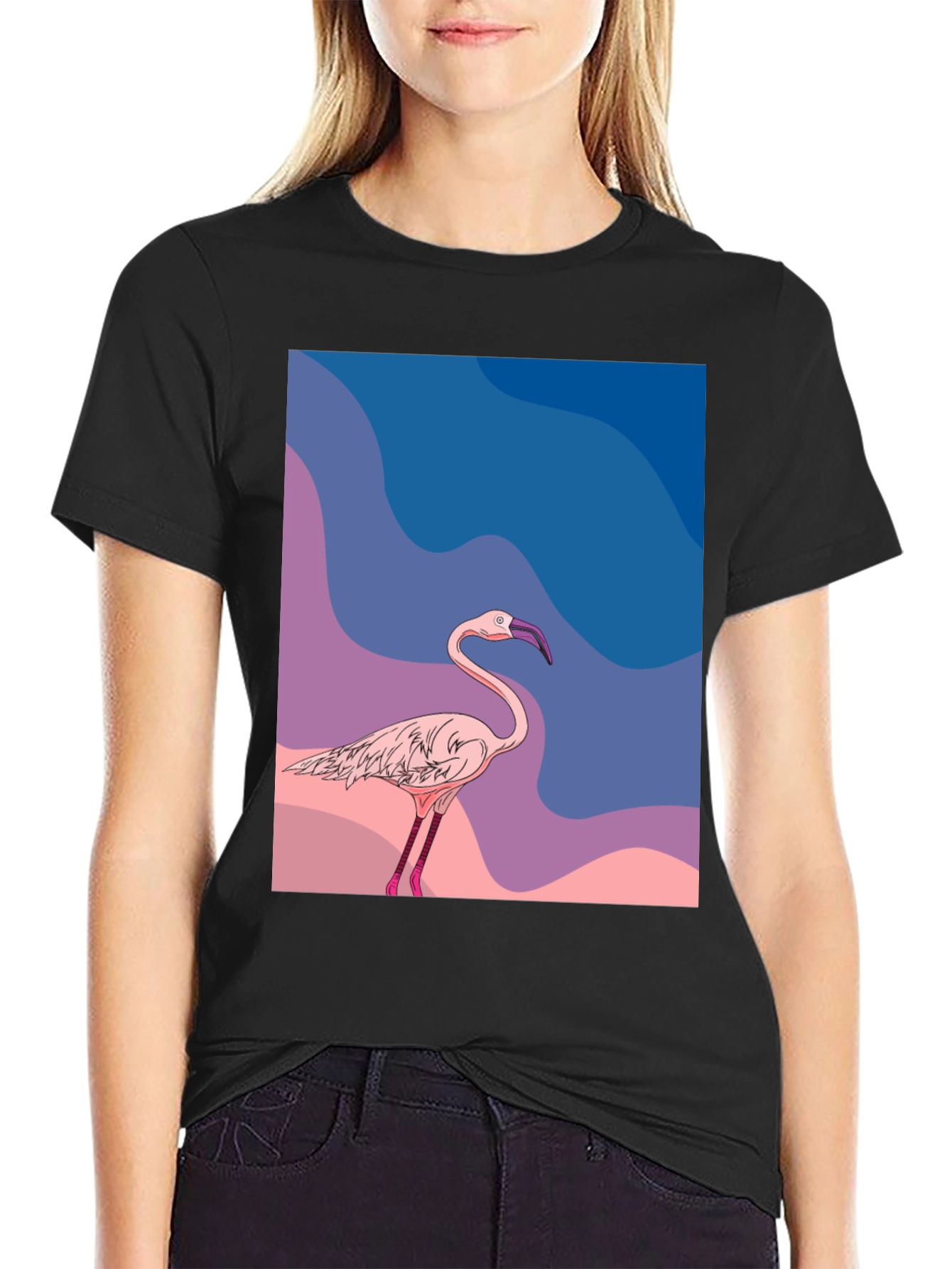 Flamingo Graphic Tee - Stylish Mens Black T-Shirt