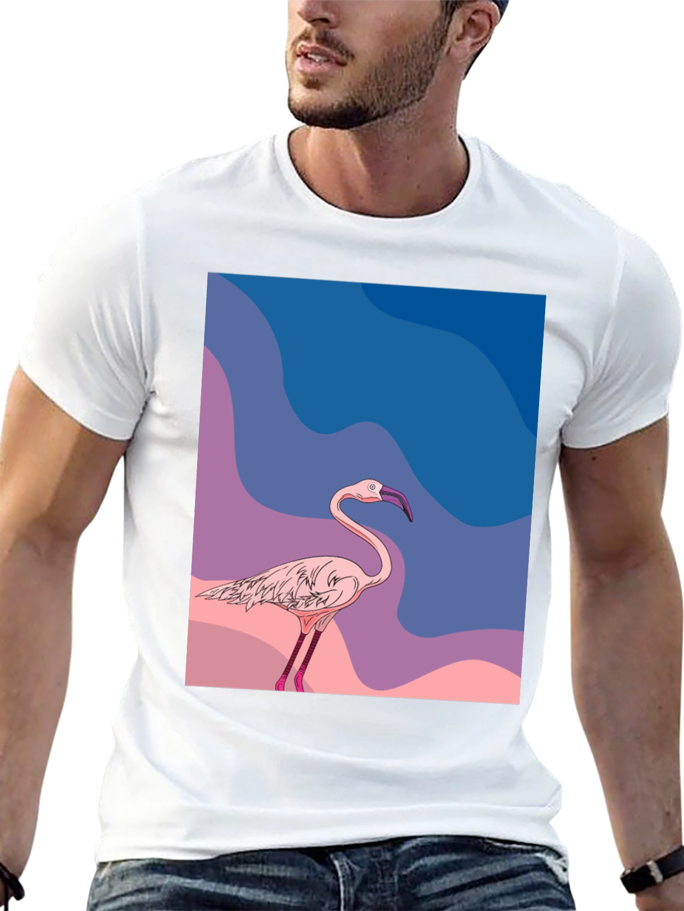 Flamingo Graphic Tee - Stylish Mens Black T-Shirt