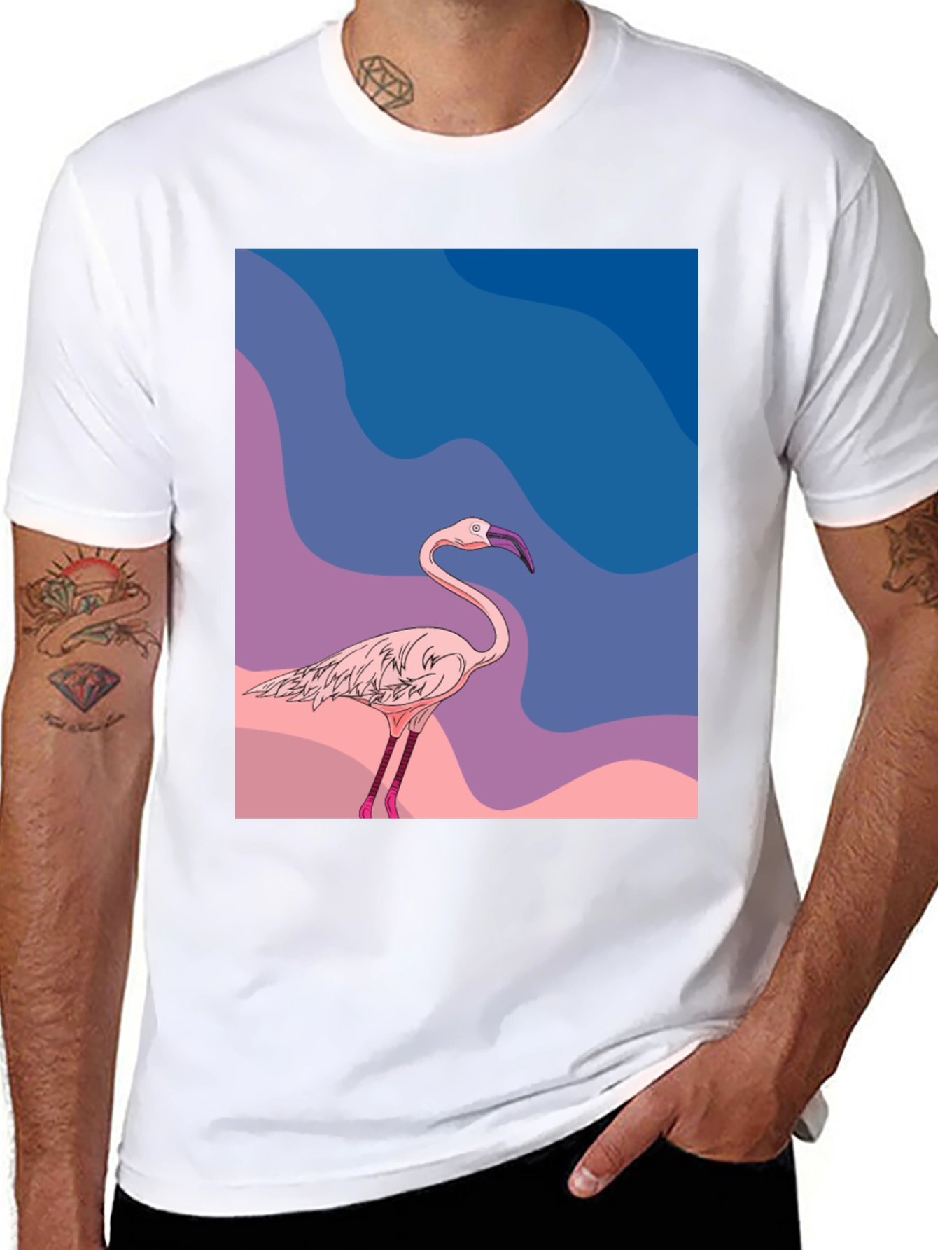 Flamingo Graphic Tee - Stylish Mens Black T-Shirt