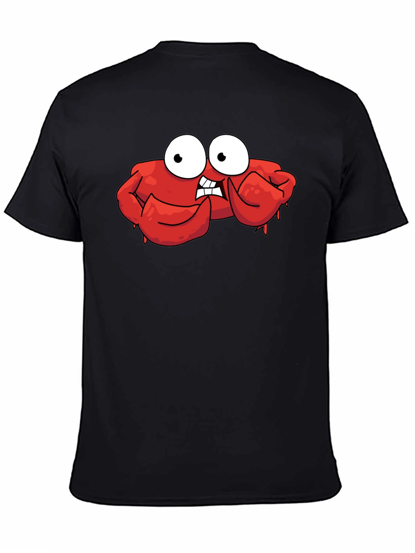 Funny Cartoon Crab Graphic Black T-Shirt