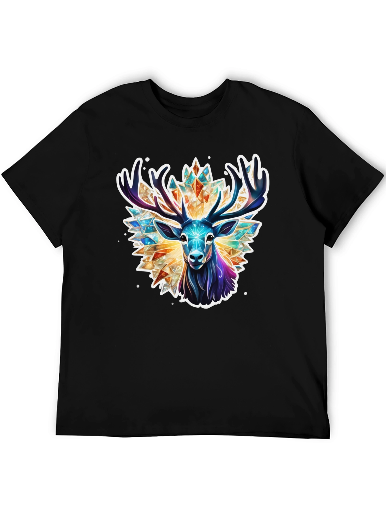 Geometric Deer Graphic Tee - Black