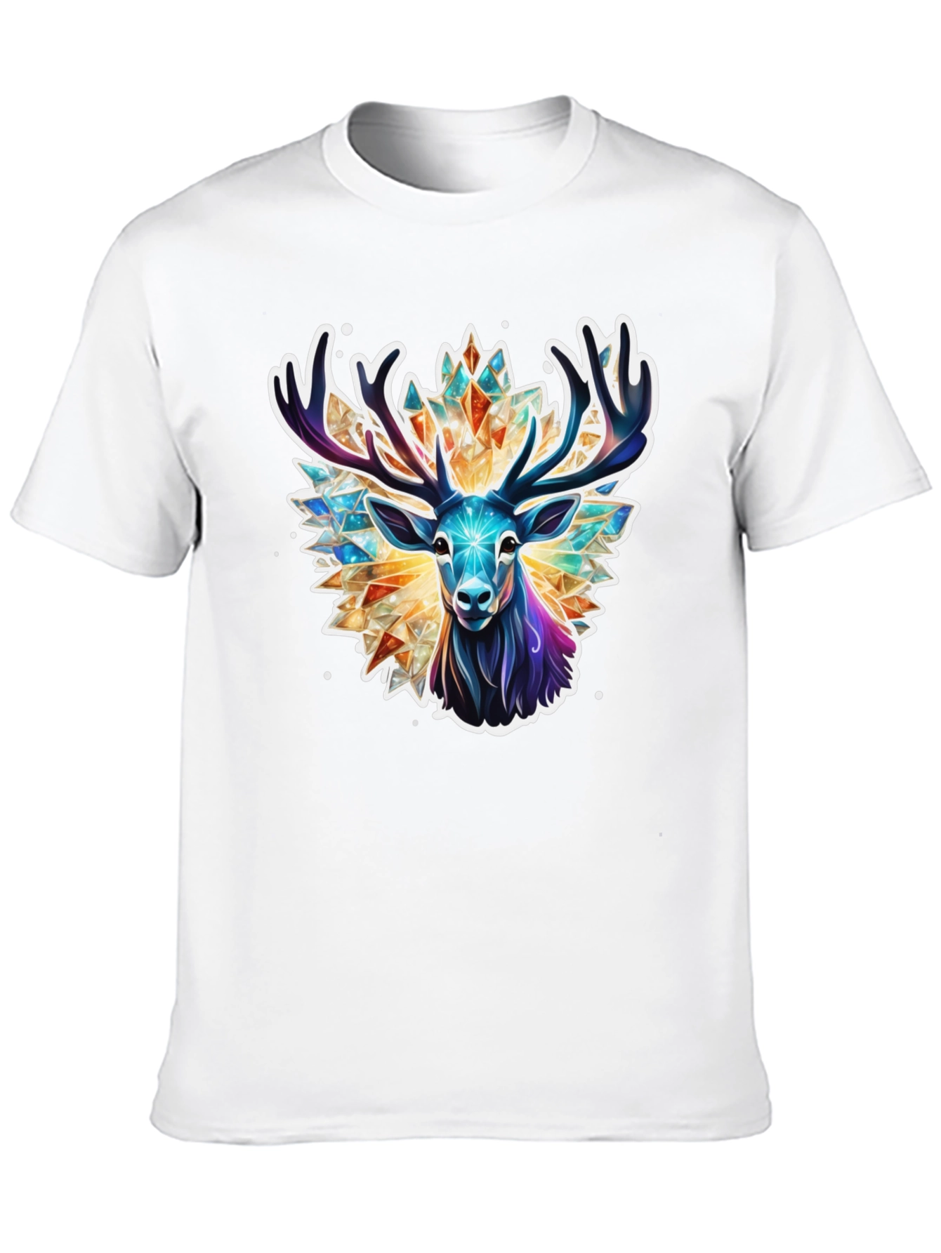 Geometric Deer Graphic Tee - Black