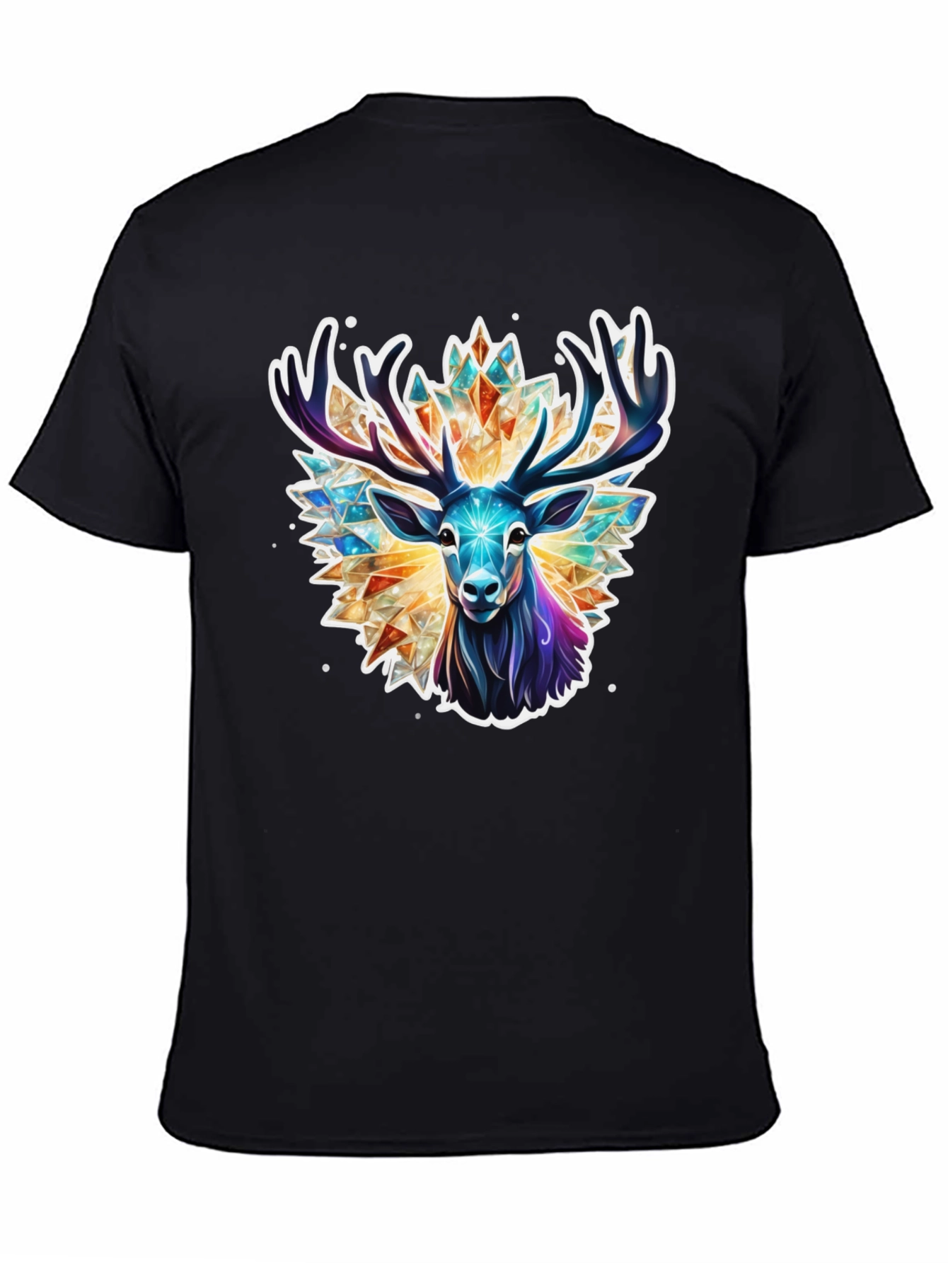 Geometric Deer Graphic Tee - Black