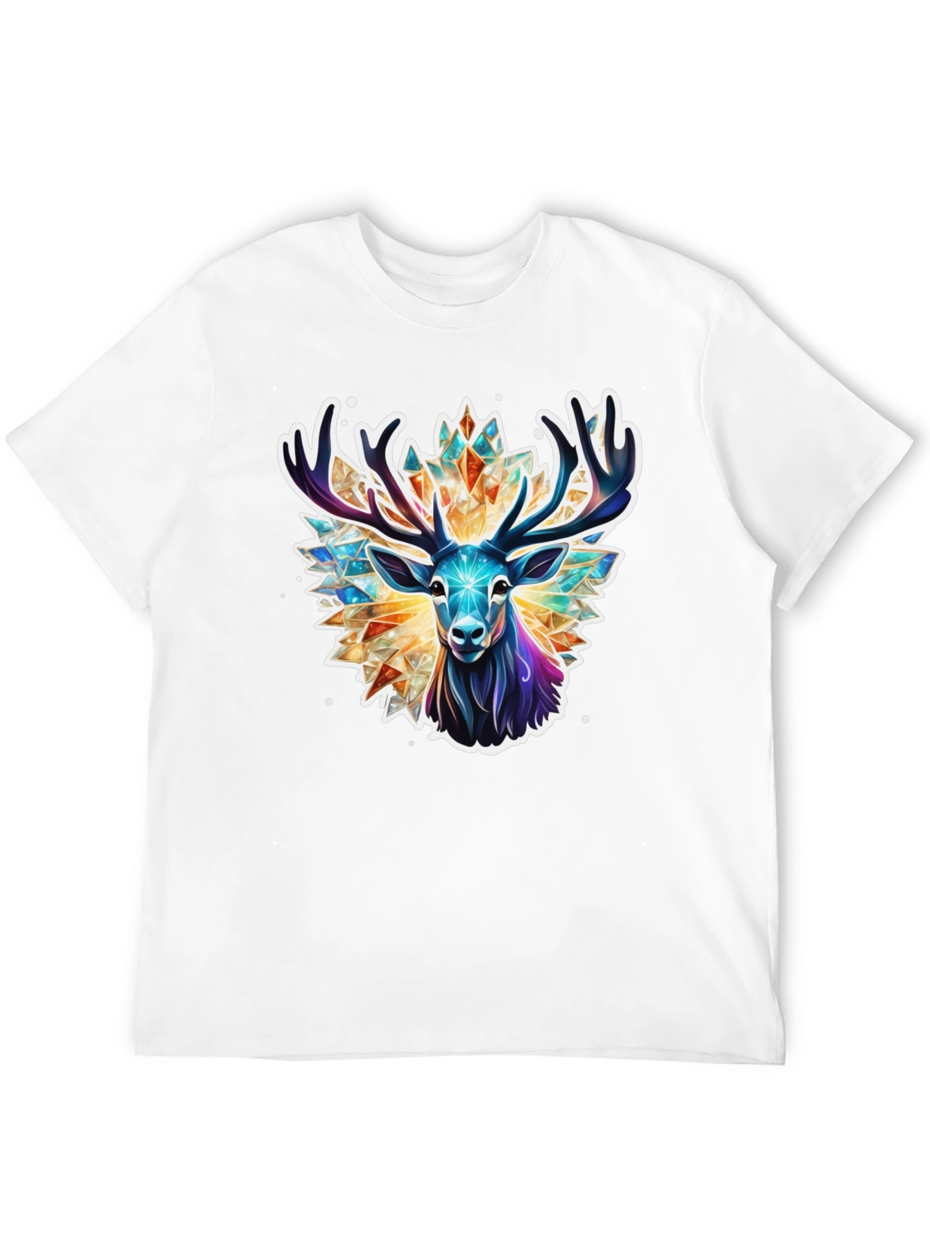Geometric Deer Graphic Tee - Black