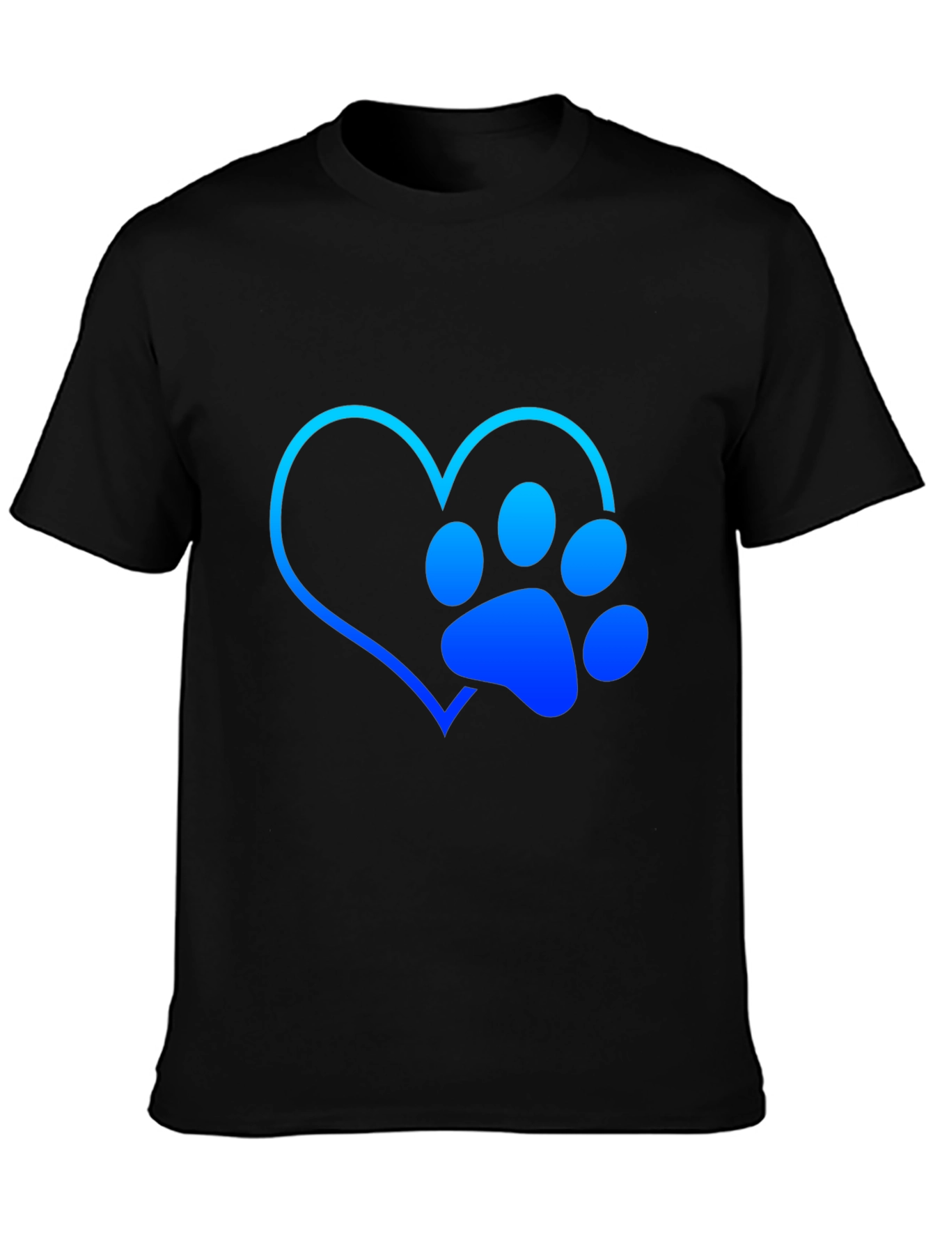 Dog Lover Heart Paw Print Graphic Tee - Black