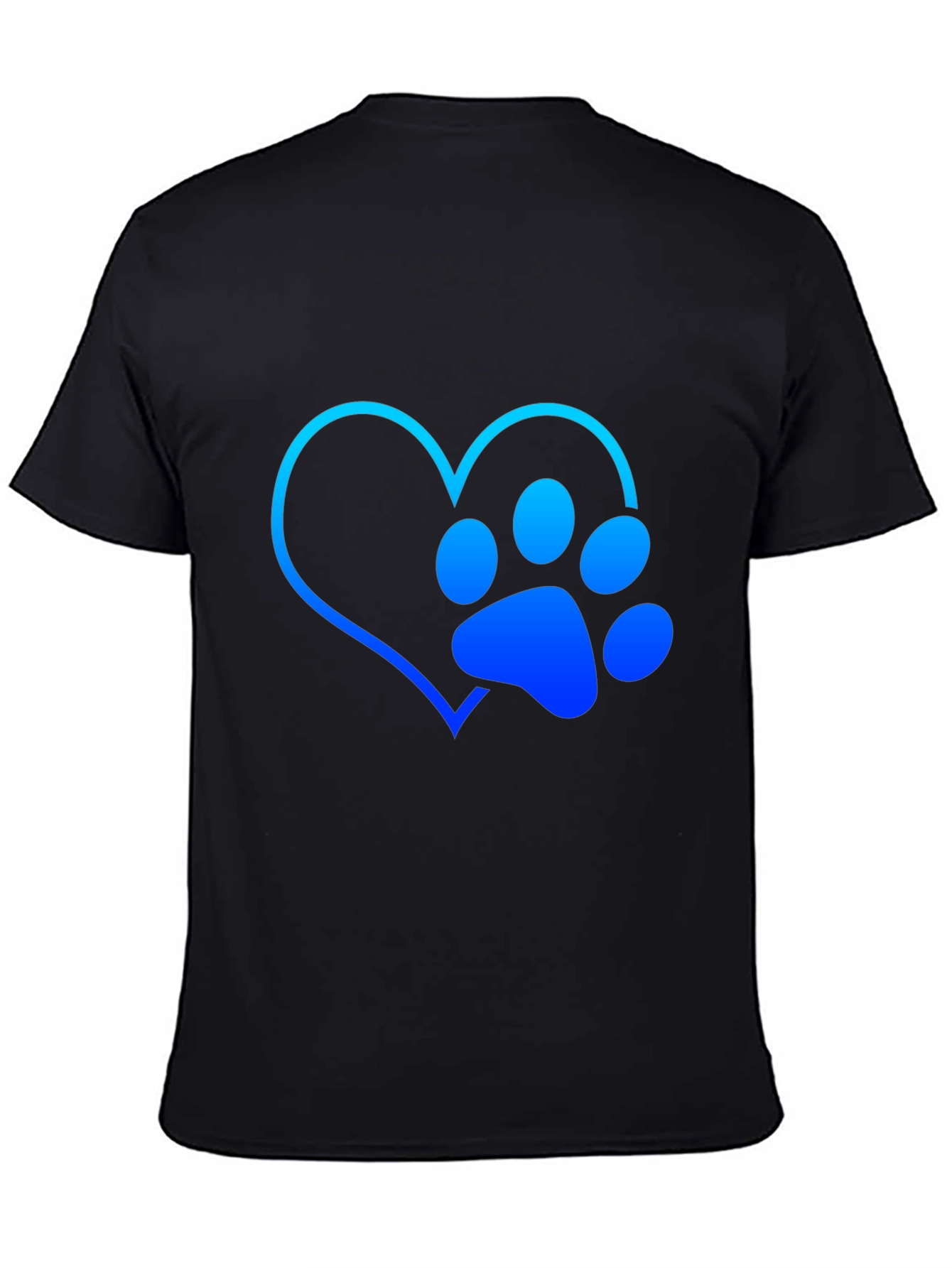 Dog Lover Heart Paw Print Graphic Tee - Black