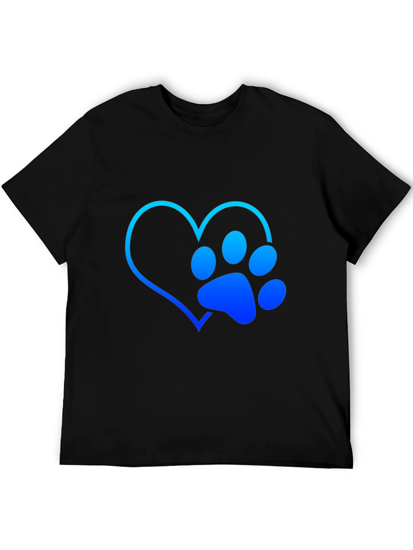 Dog Lover Heart Paw Print Graphic Tee - Black