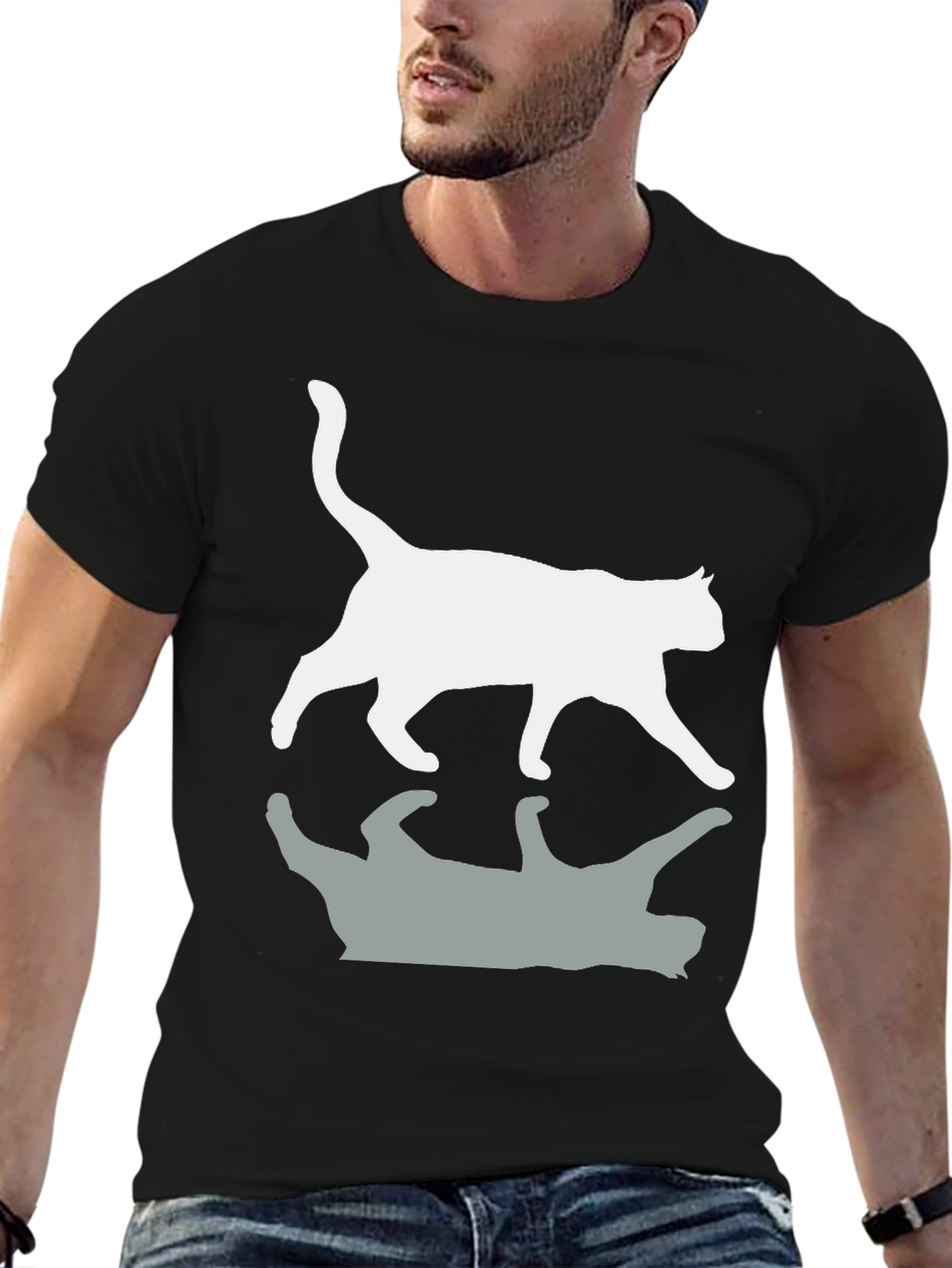 Cool Cat Reflection Graphic T-Shirt