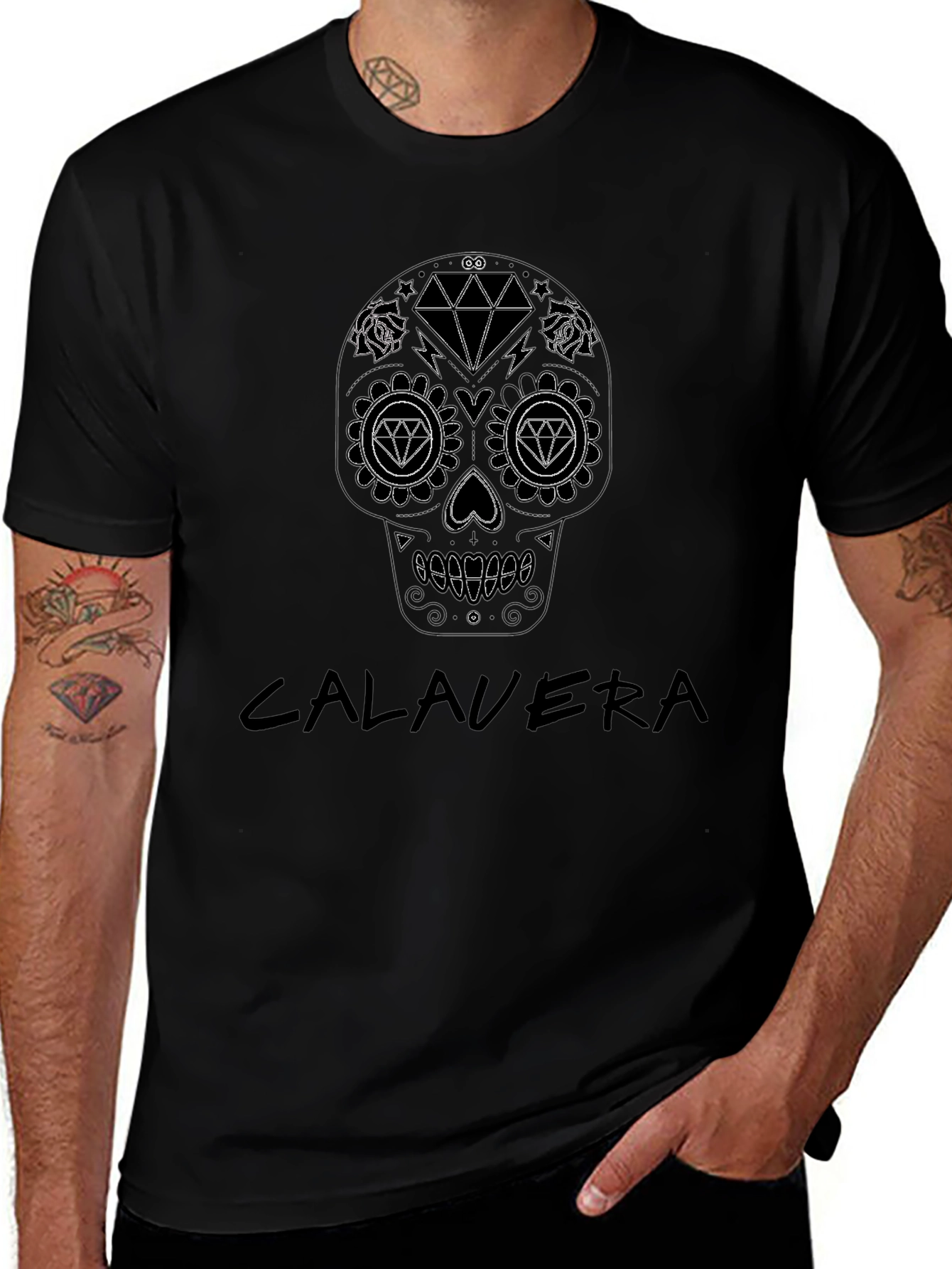 Calavera Skull Graphic Black T-Shirt