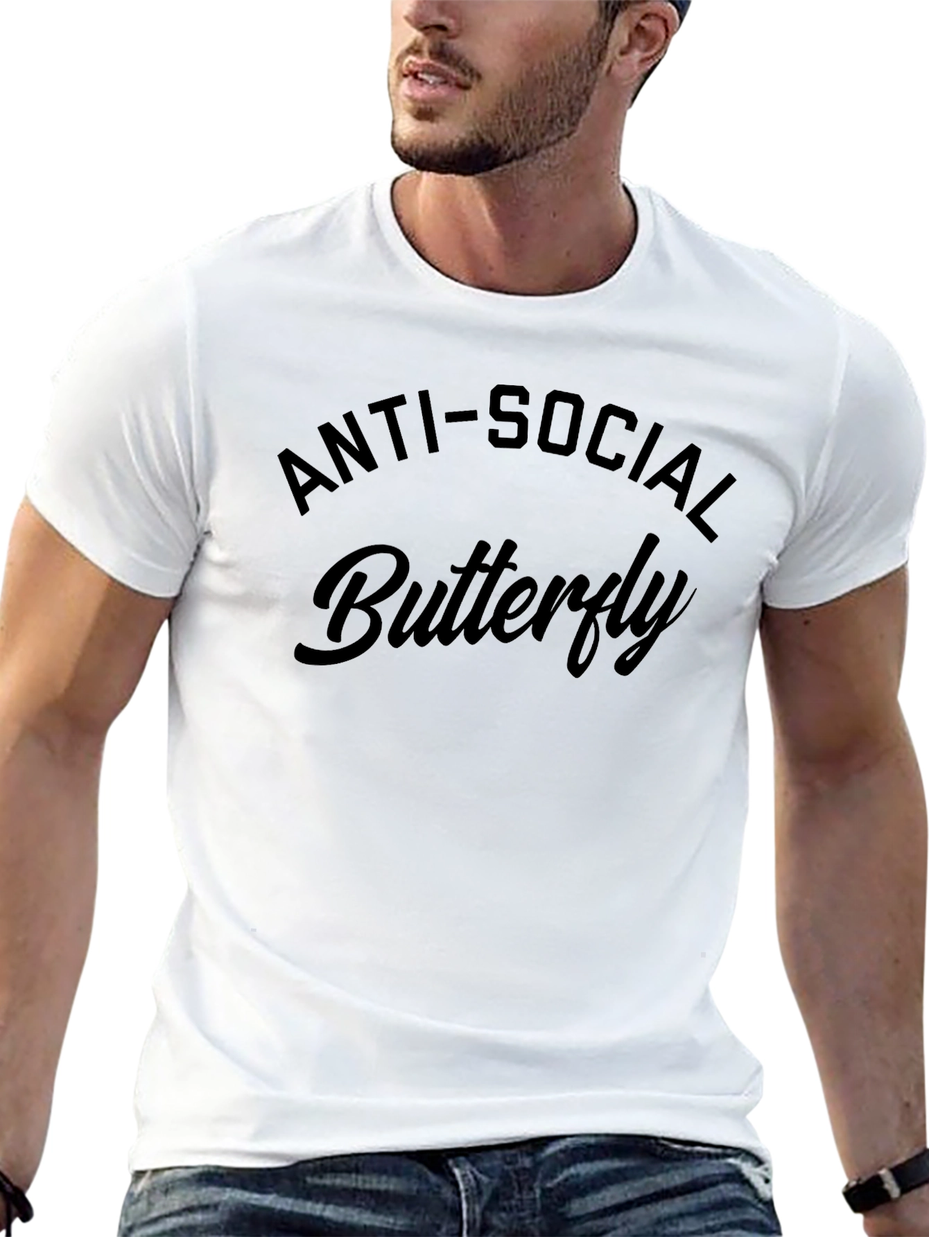 Anti-Social Butterfly Black Graphic T-Shirt
