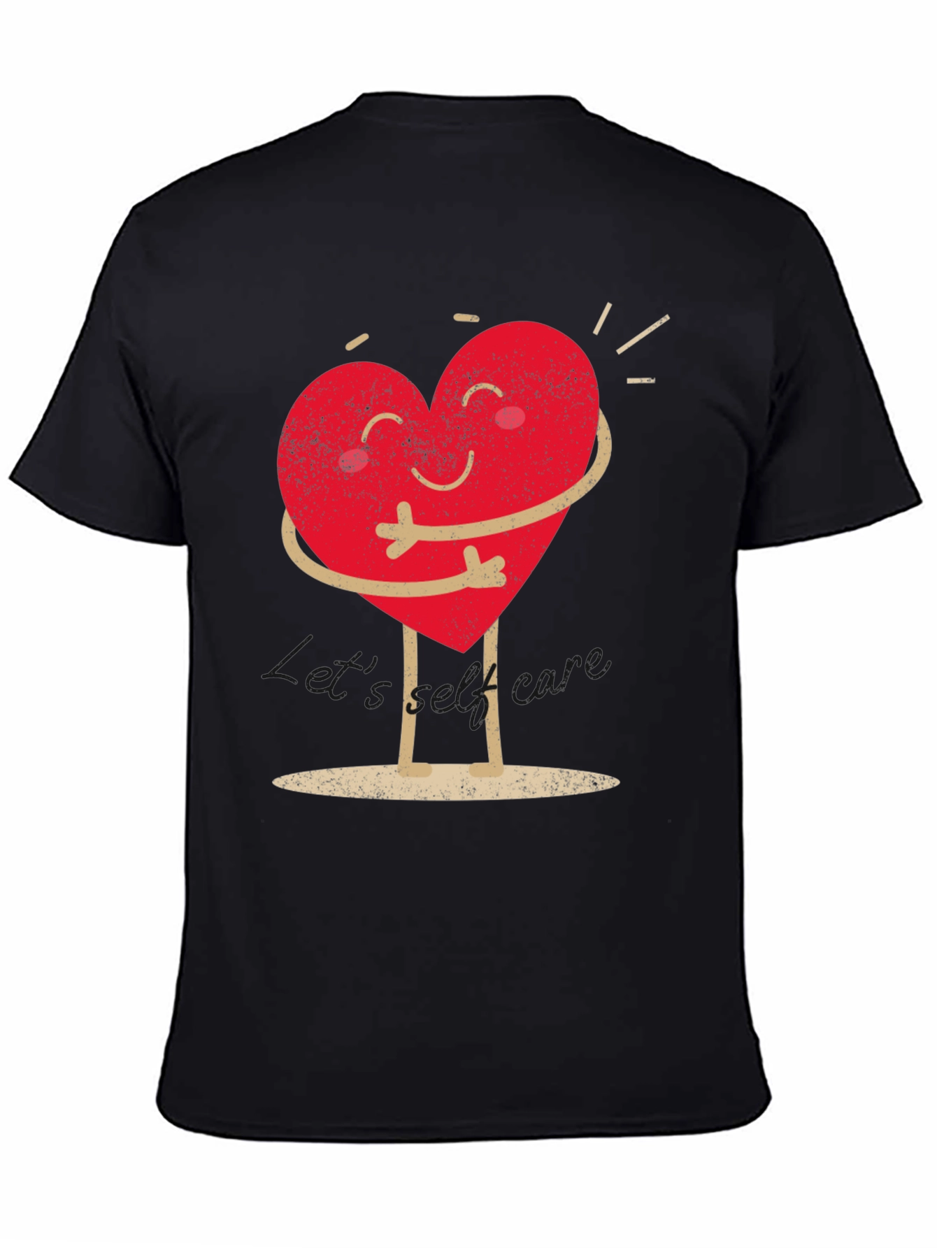 Heart Hug Graphic T-Shirt - Black Casual Wear