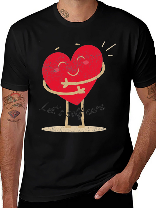 Heart Hug Graphic T-Shirt - Black Casual Wear