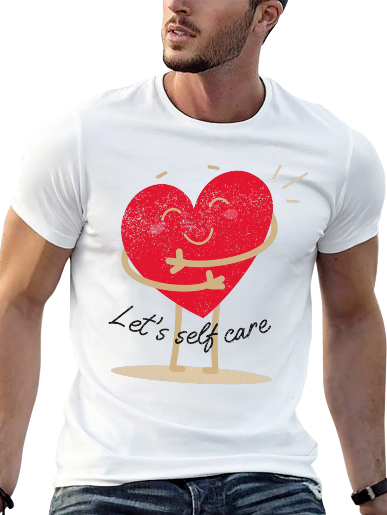Heart Hug Graphic T-Shirt - Black Casual Wear