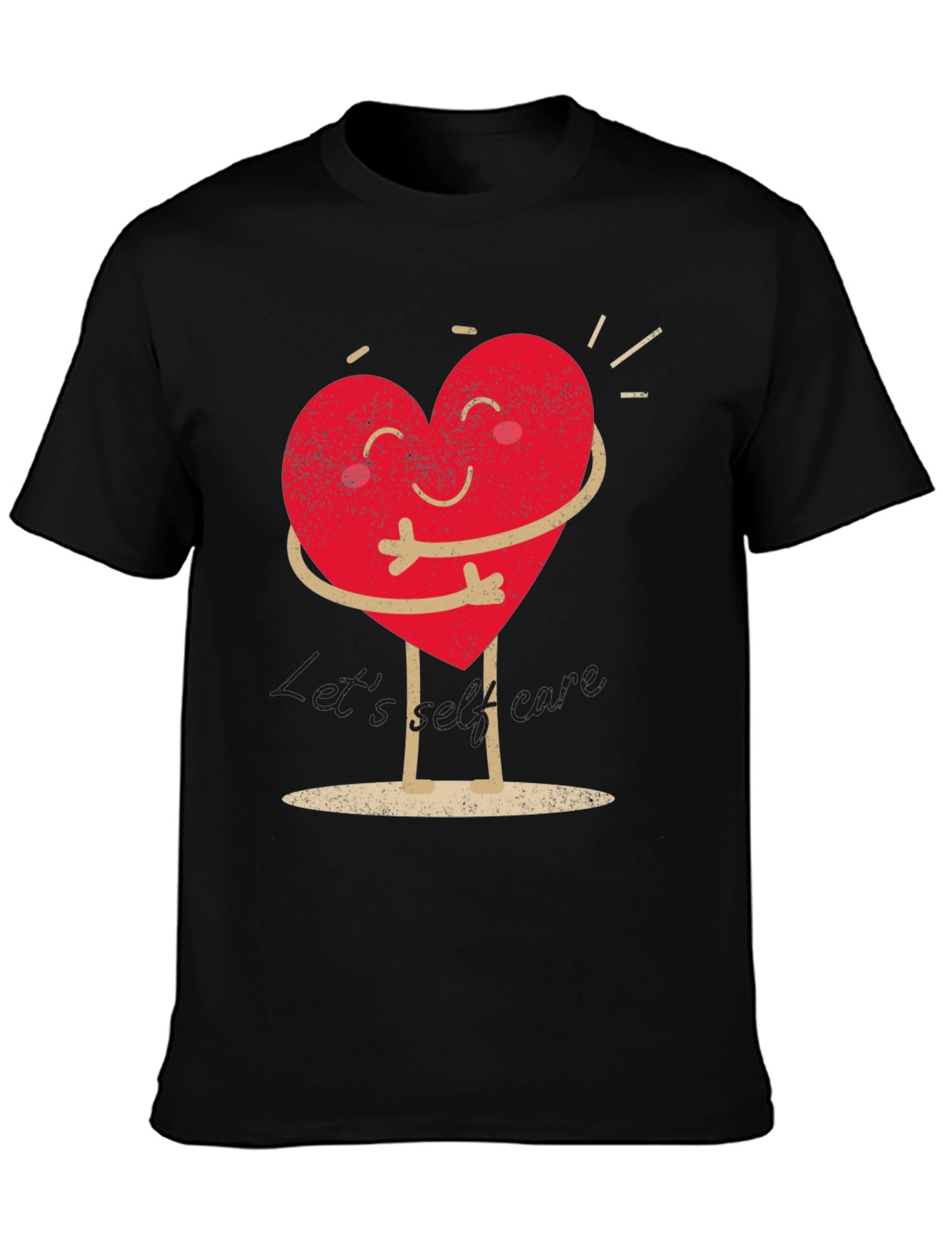 Heart Hug Graphic T-Shirt - Black Casual Wear