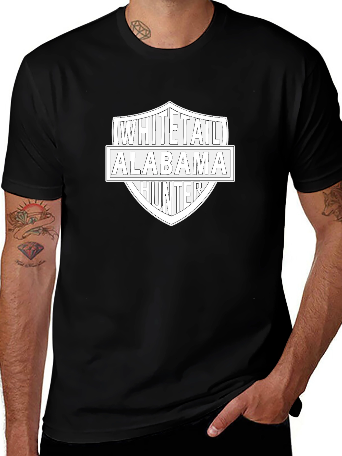 Whitetail Alabama Hunter Black T-Shirt