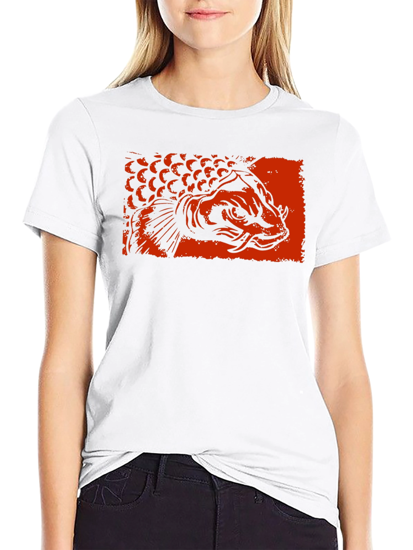Koi Fish Graphic Tee - Black Cotton T-Shirt