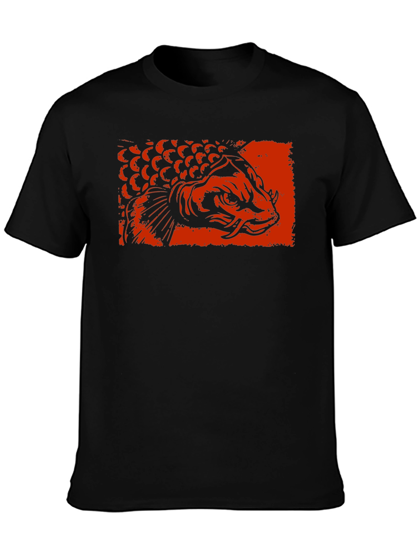 Koi Fish Graphic Tee - Black Cotton T-Shirt