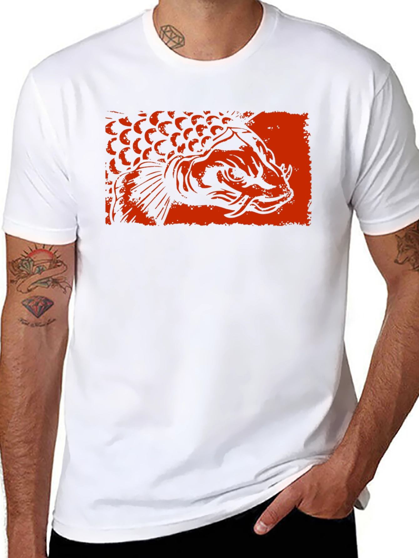 Koi Fish Graphic Tee - Black Cotton T-Shirt