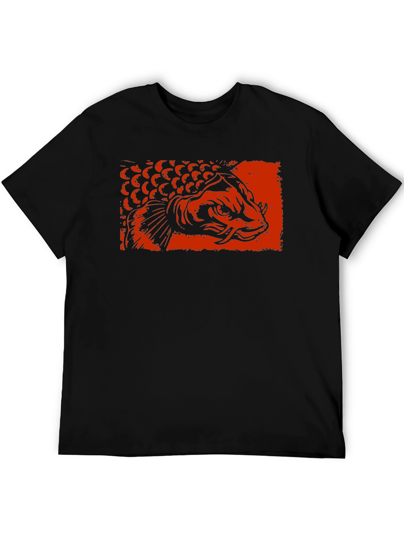 Koi Fish Graphic Tee - Black Cotton T-Shirt