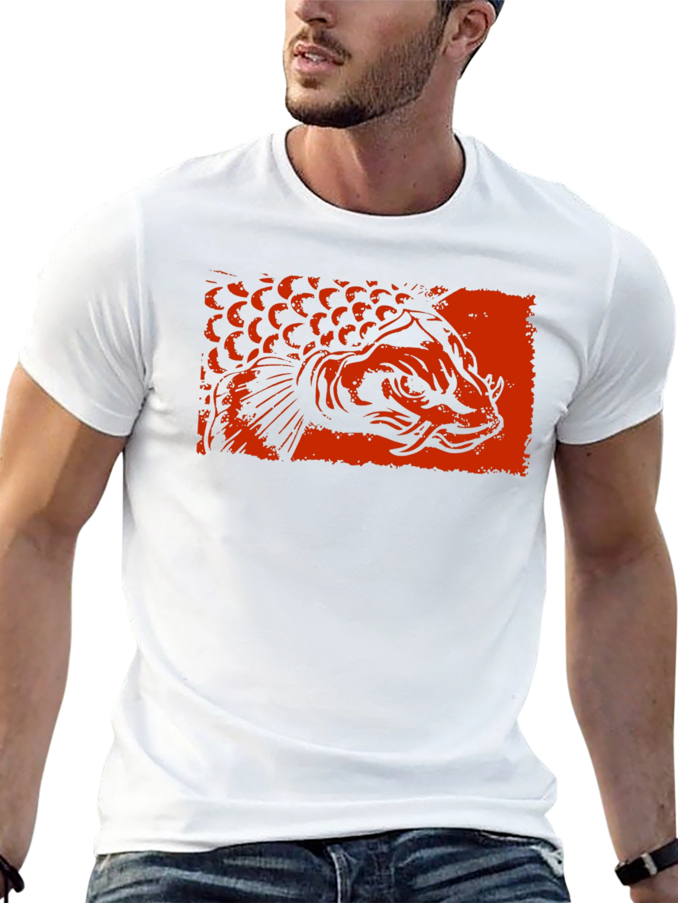 Koi Fish Graphic Tee - Black Cotton T-Shirt
