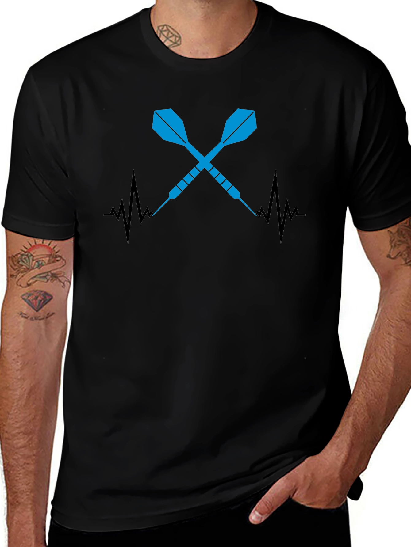 Darts Heartbeat Graphic Tee - Cool Dart Player Shirt