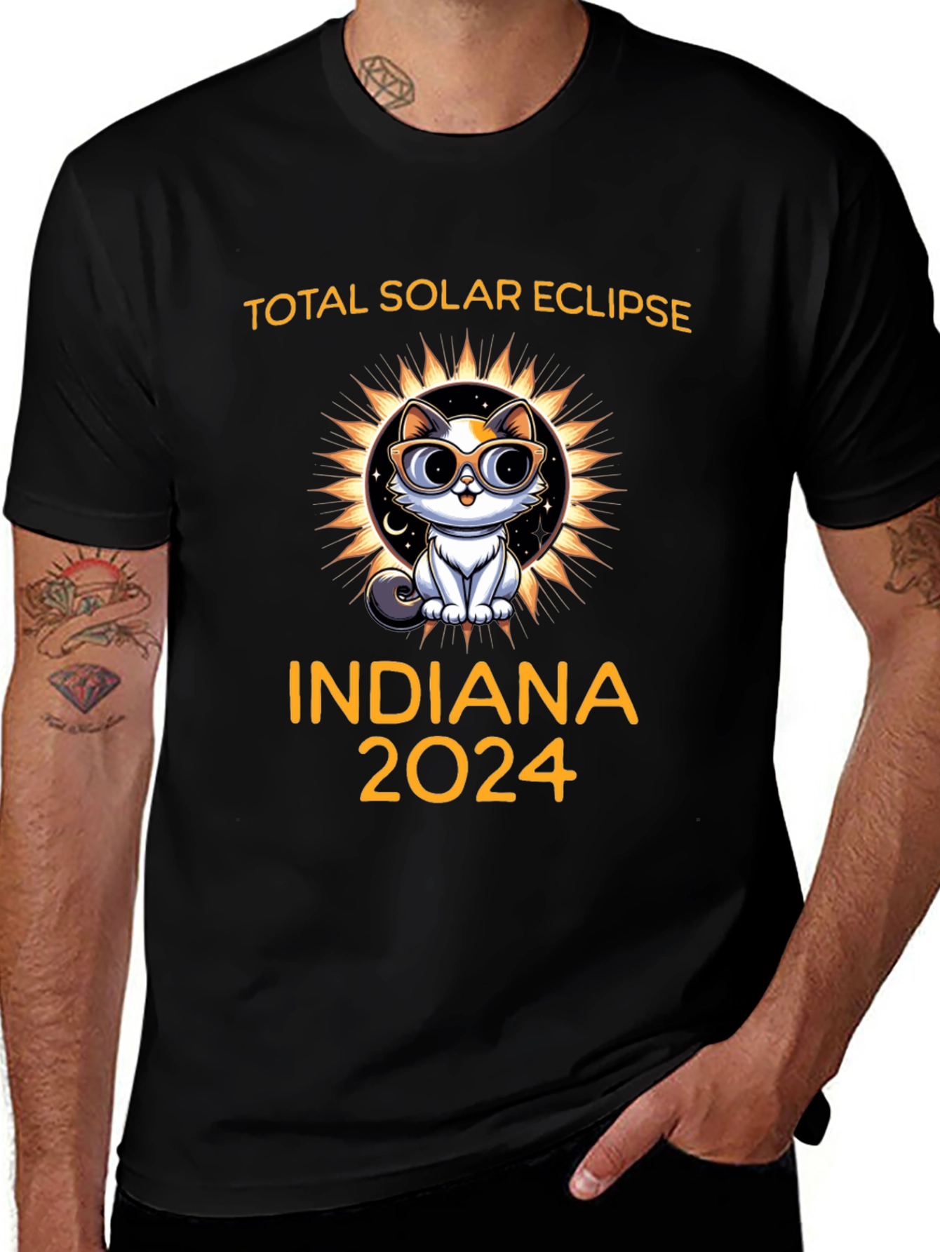 Total Solar Eclipse Indiana 2024 Cat T-Shirt
