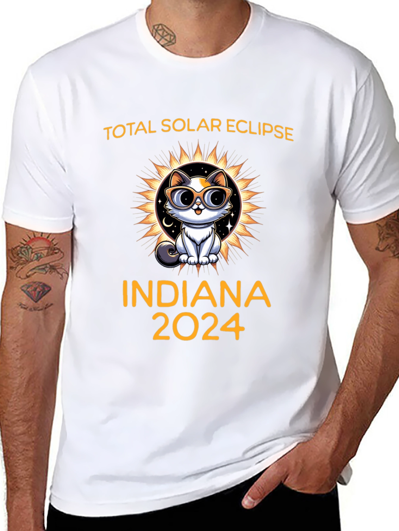 Total Solar Eclipse Indiana 2024 Cat T-Shirt