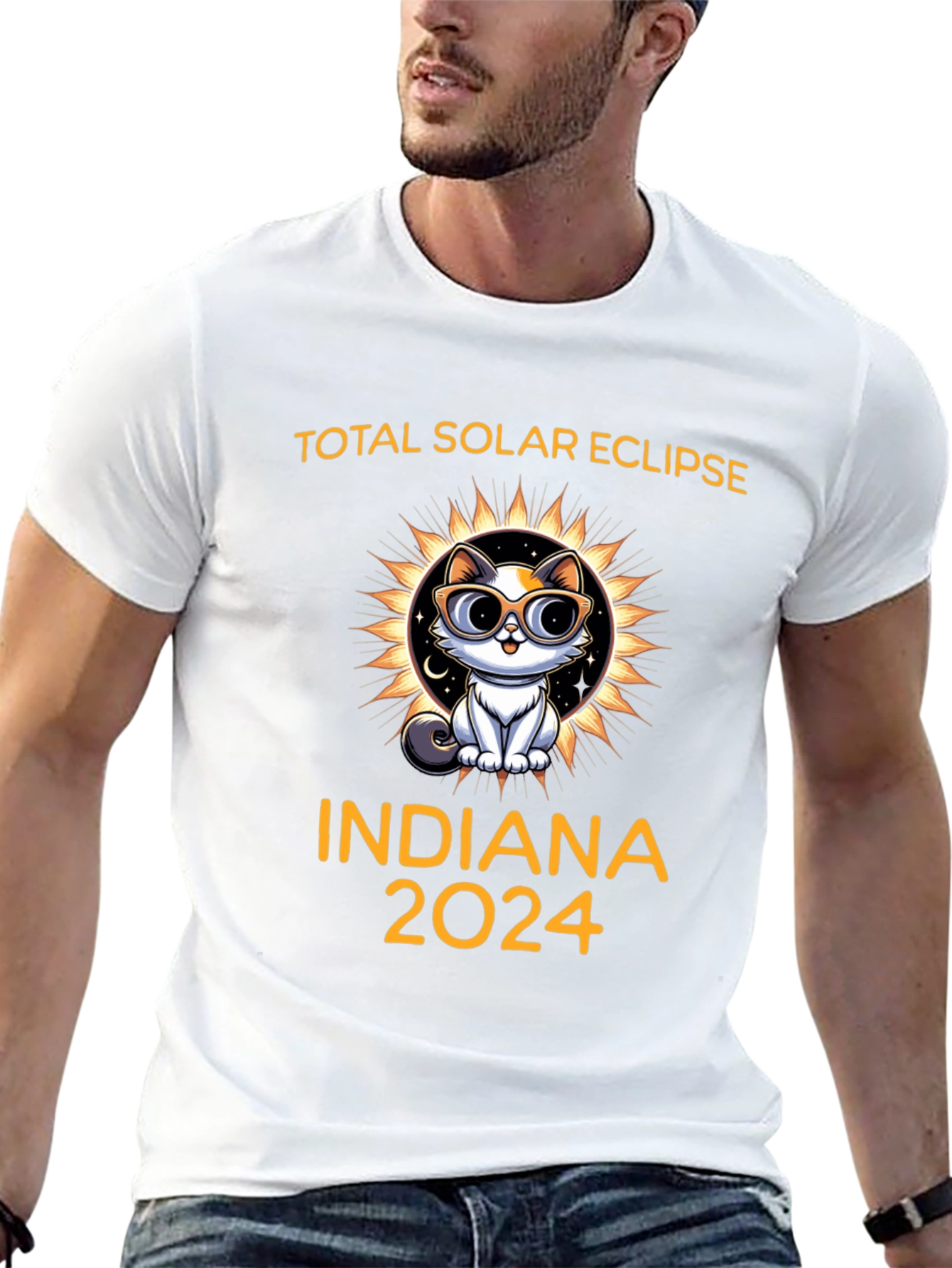 Total Solar Eclipse Indiana 2024 Cat T-Shirt