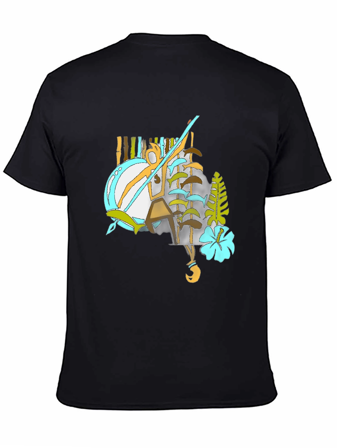Tropical Graphic Tee - Black Casual Style